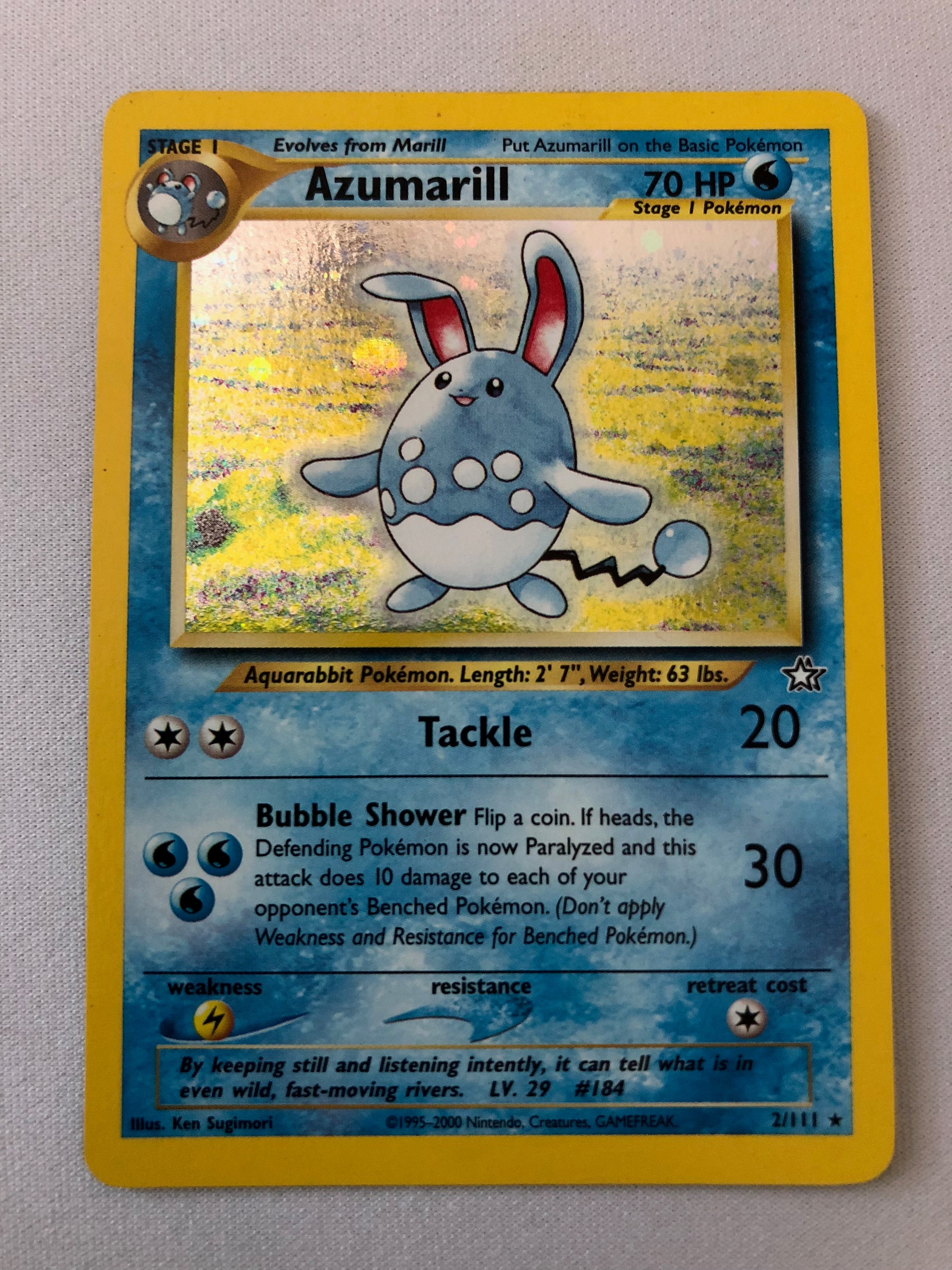 Azumarill 2/111 Holo Rare Neo Genesis Pokemon Card Near Mint