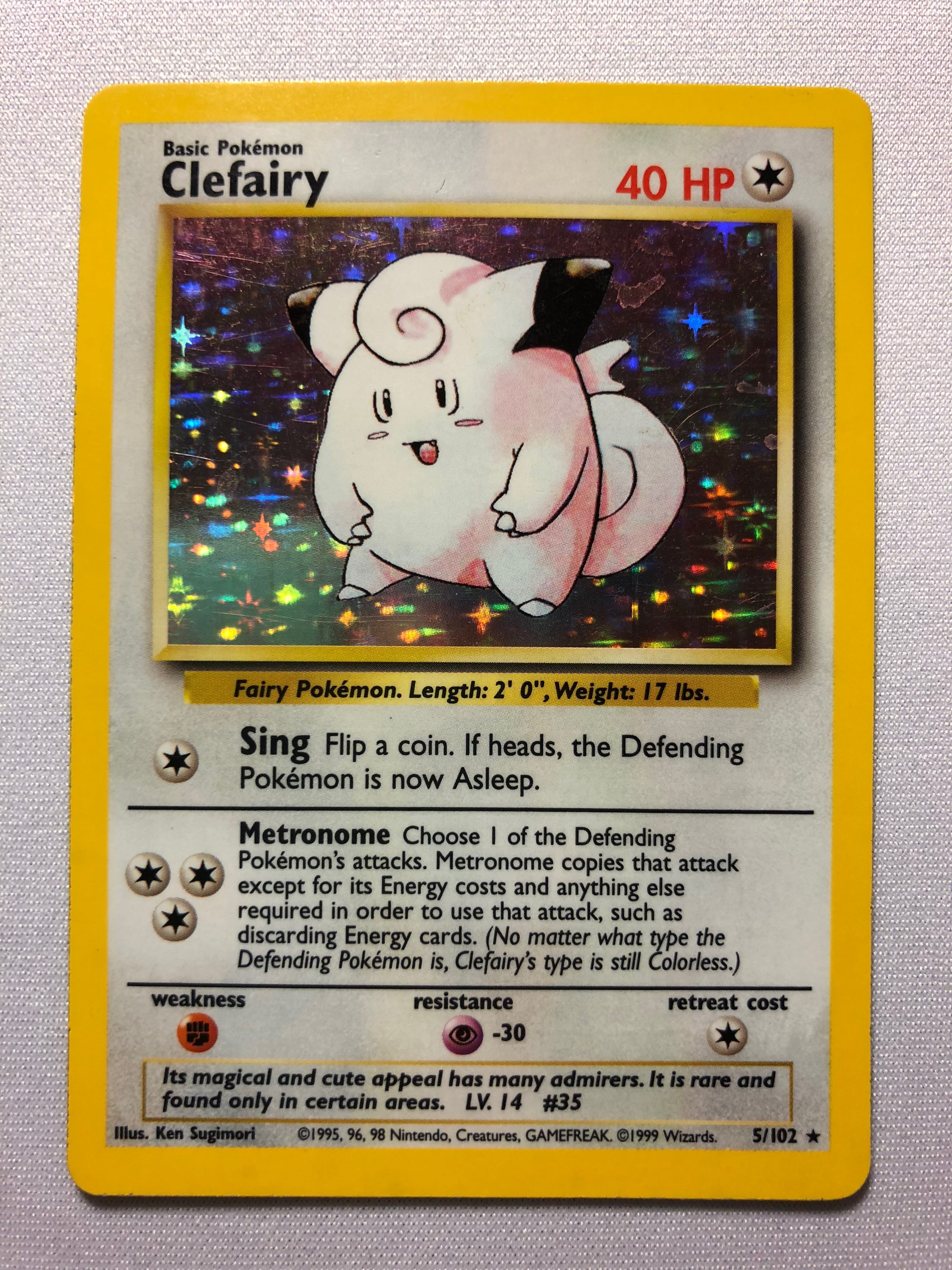 Clefairy 5/102 Holo Rare Base Set Pokemon Card Near Mint