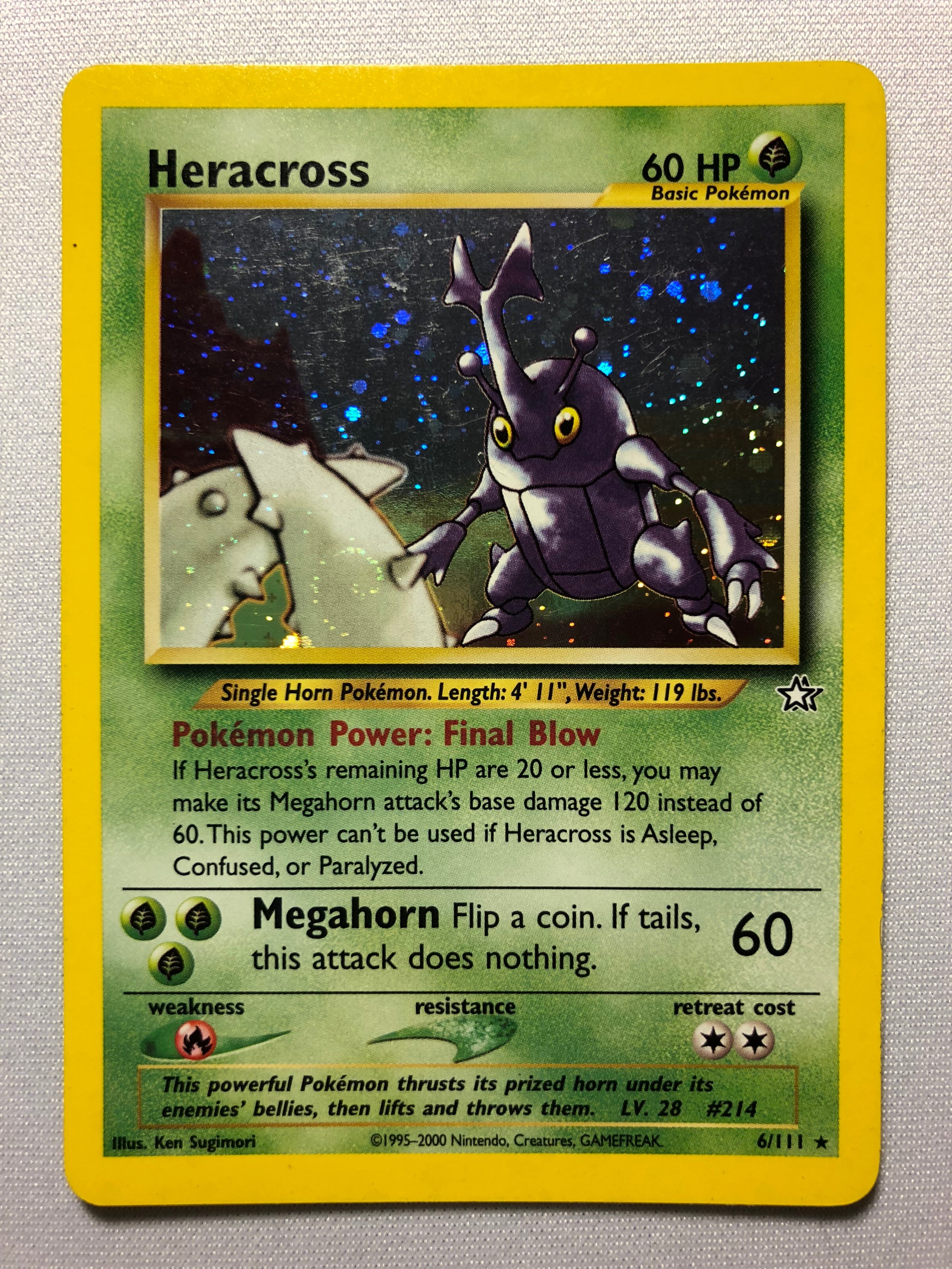 Heracross 6/111 Neo Genesis Holo Rare Pokemon Card Near Mint