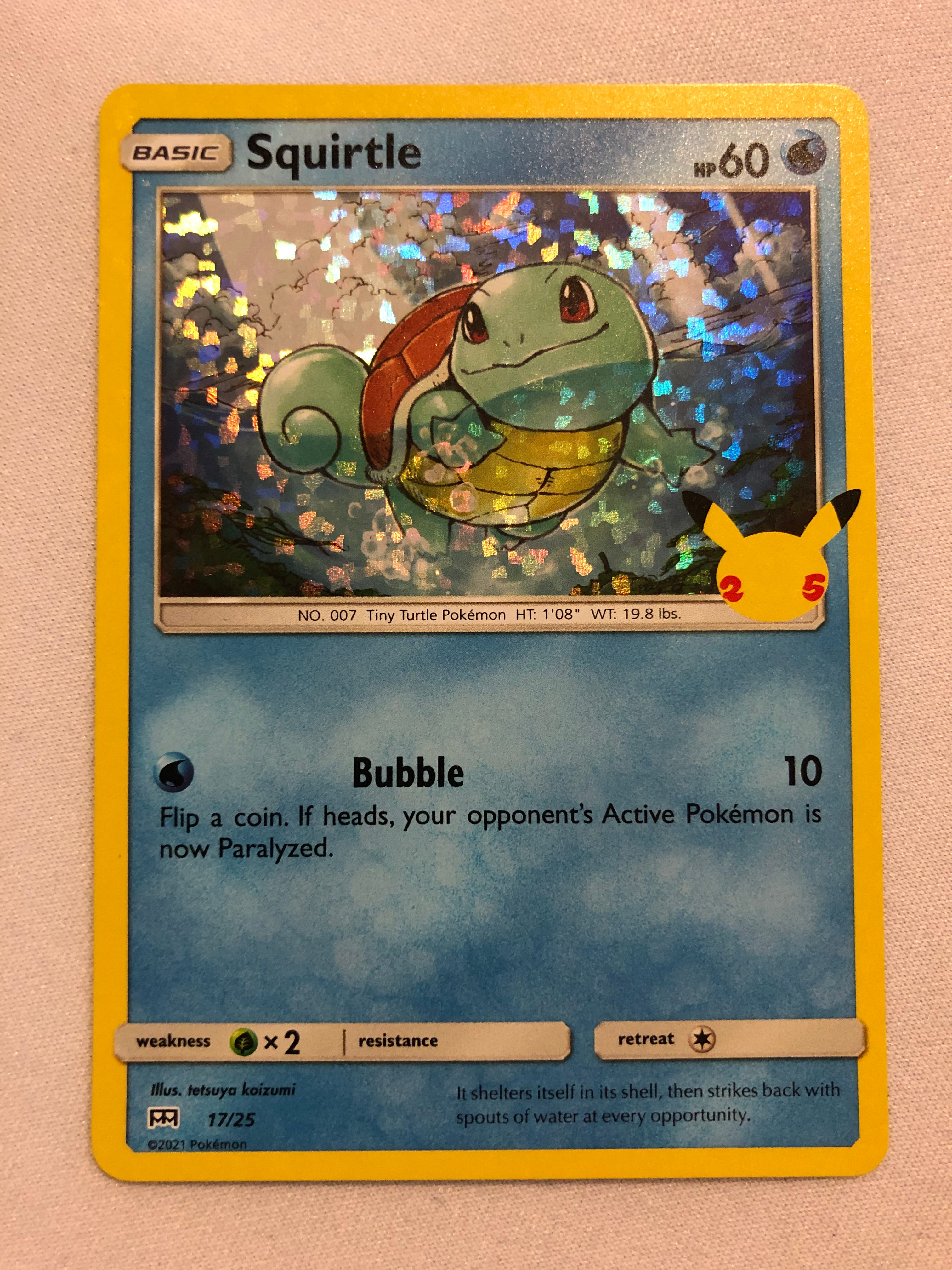 Squirtle 17/25 Holo 25th Anniversary Mcdonalds Promo Pokemon Card Near