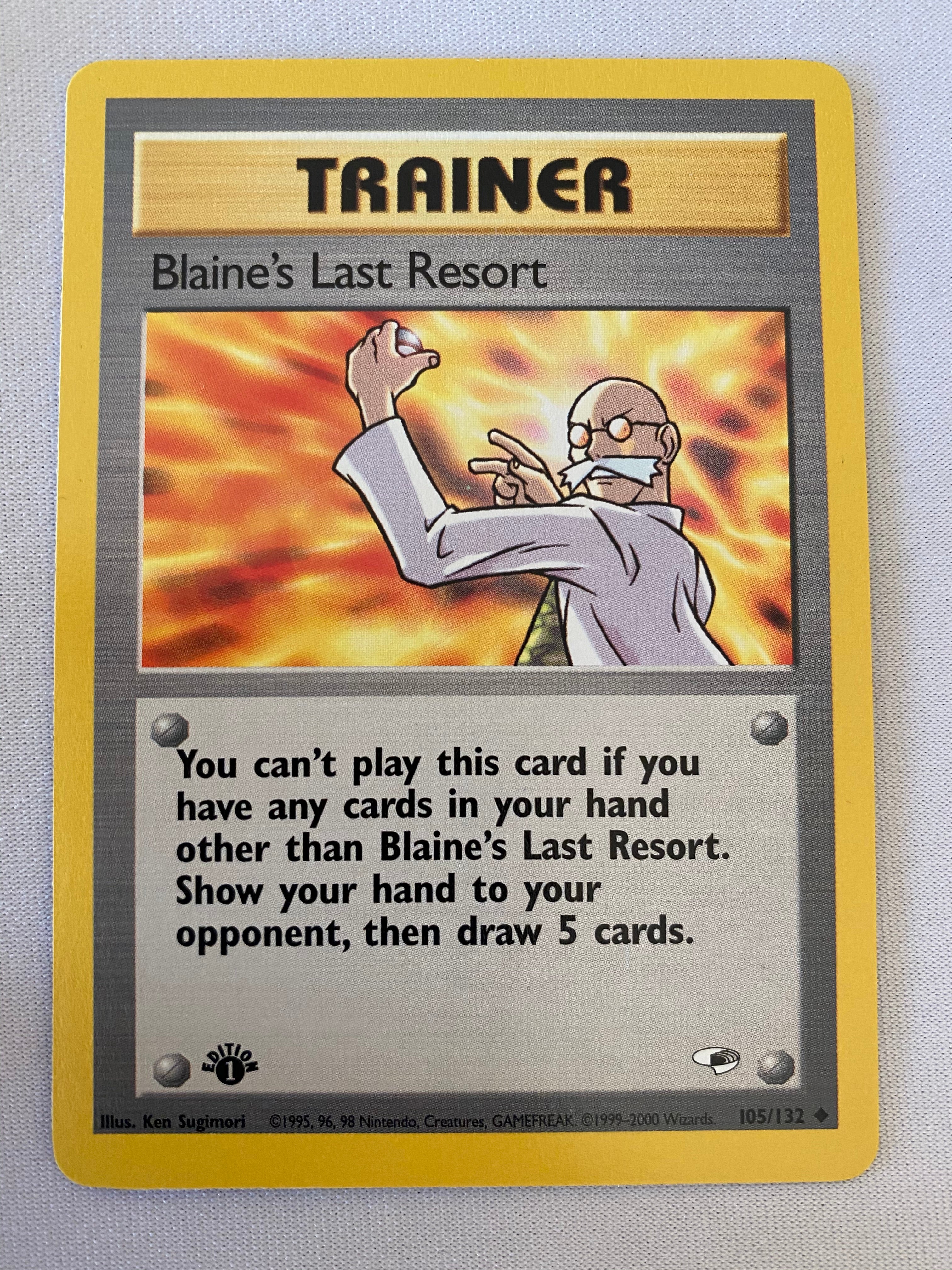 Trainer Blaine’s Last Resort 105/132 1st Edition Uncommon Pokemon Card NM