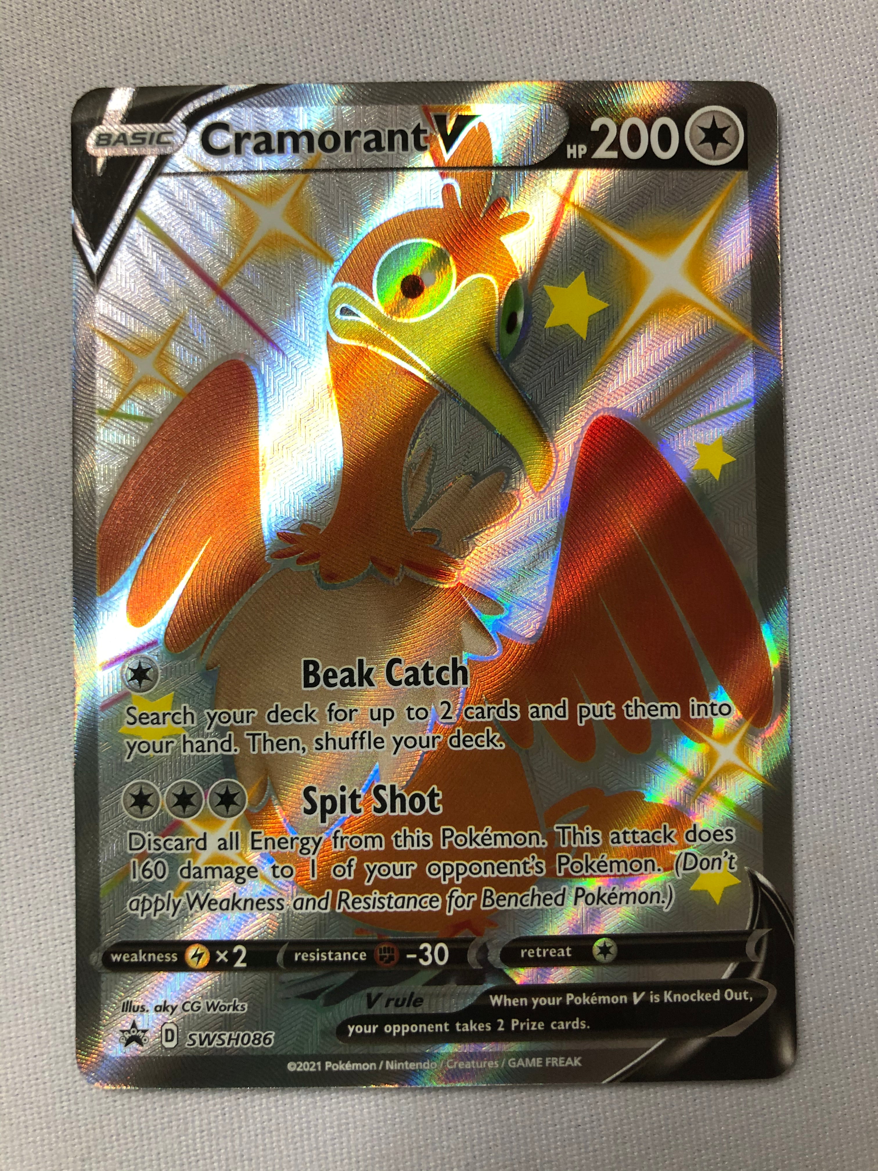 Cramorant V SWSH086 Holo Shining Fates Pokemon Card Near Mint