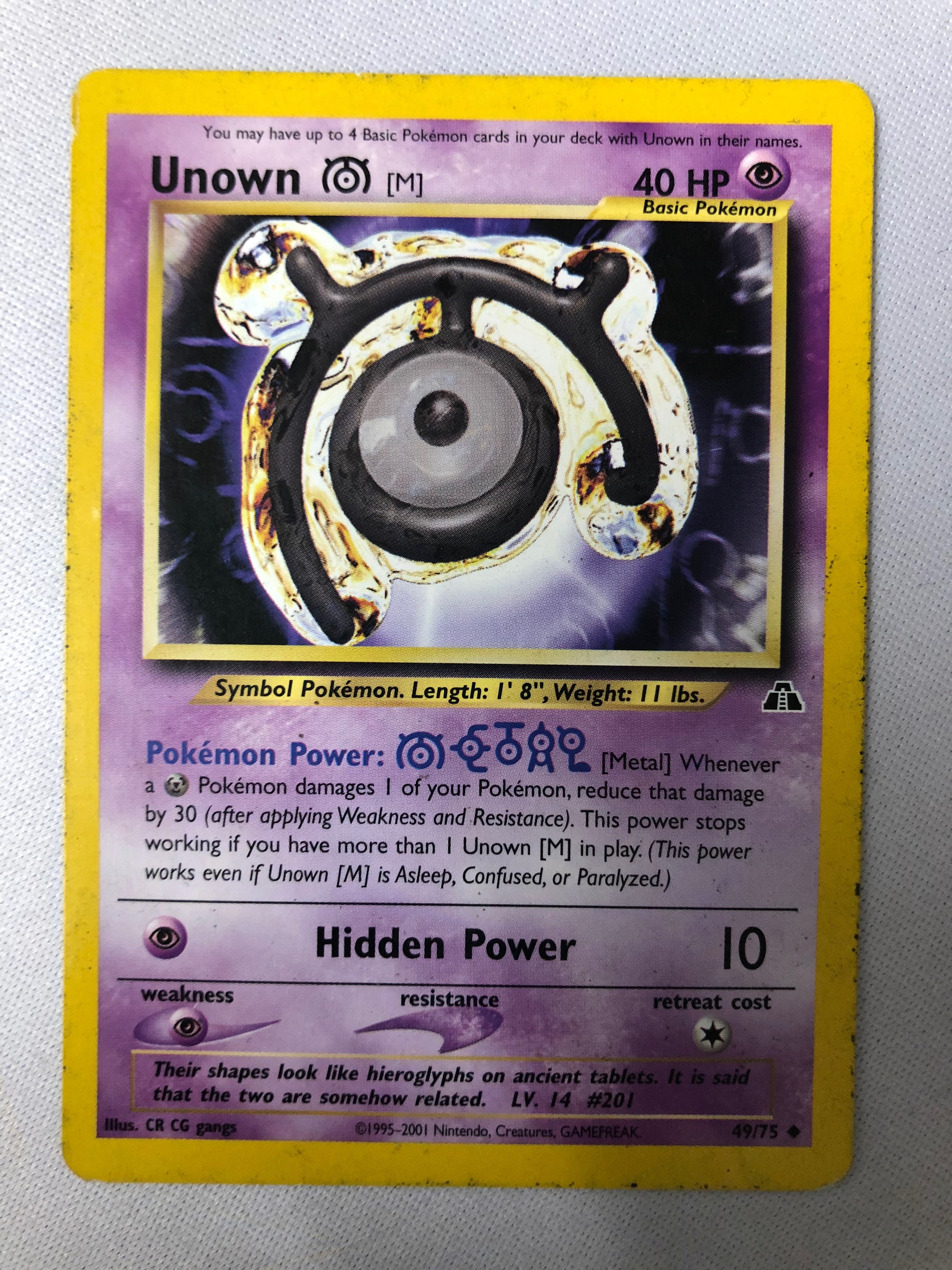 Unown M 49/75 Neo Discovery Uncommon Unlimited Edition Pokemon Card NM