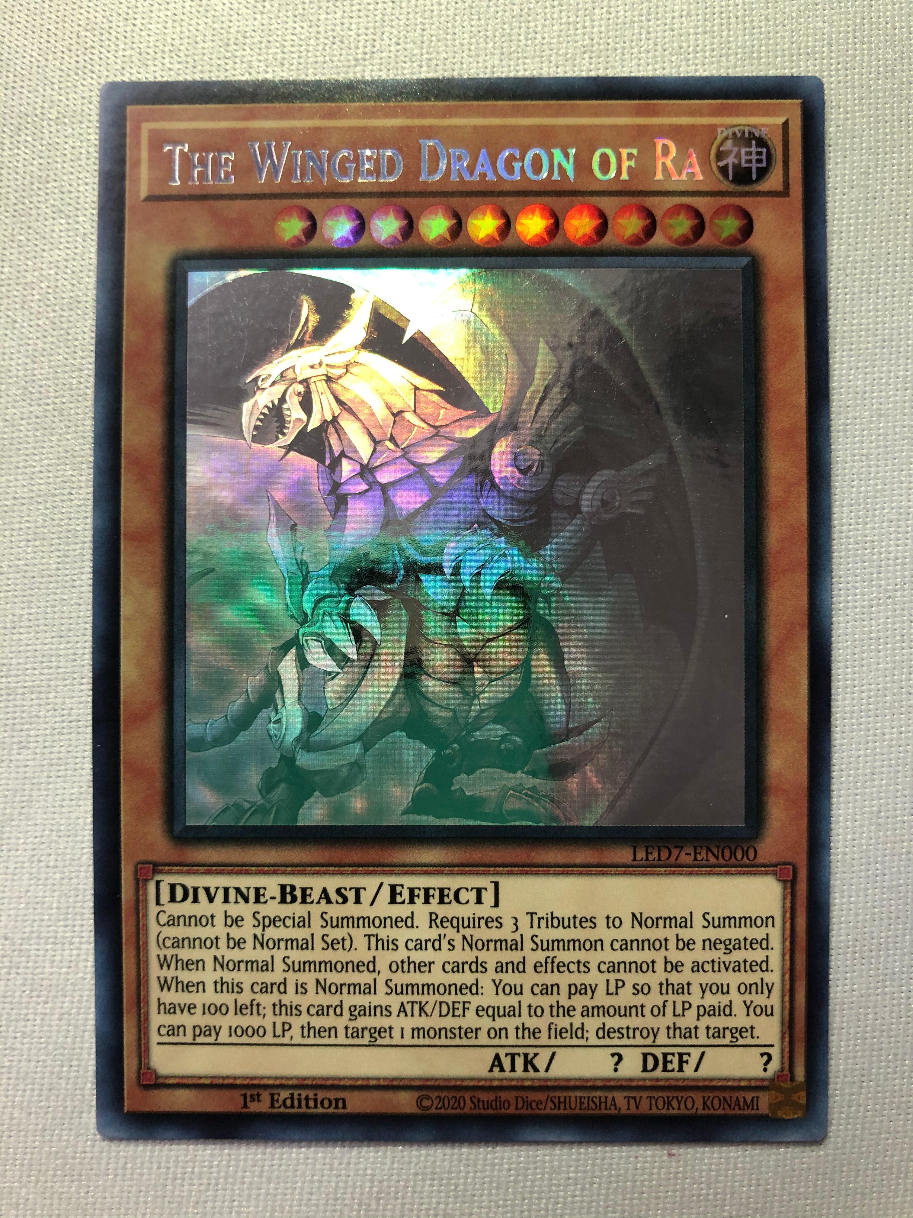 Yugioh The Winged Dragon of Ra Ghost Rare LED7-EN000 1st Edition Ghost Rare  Near Mint