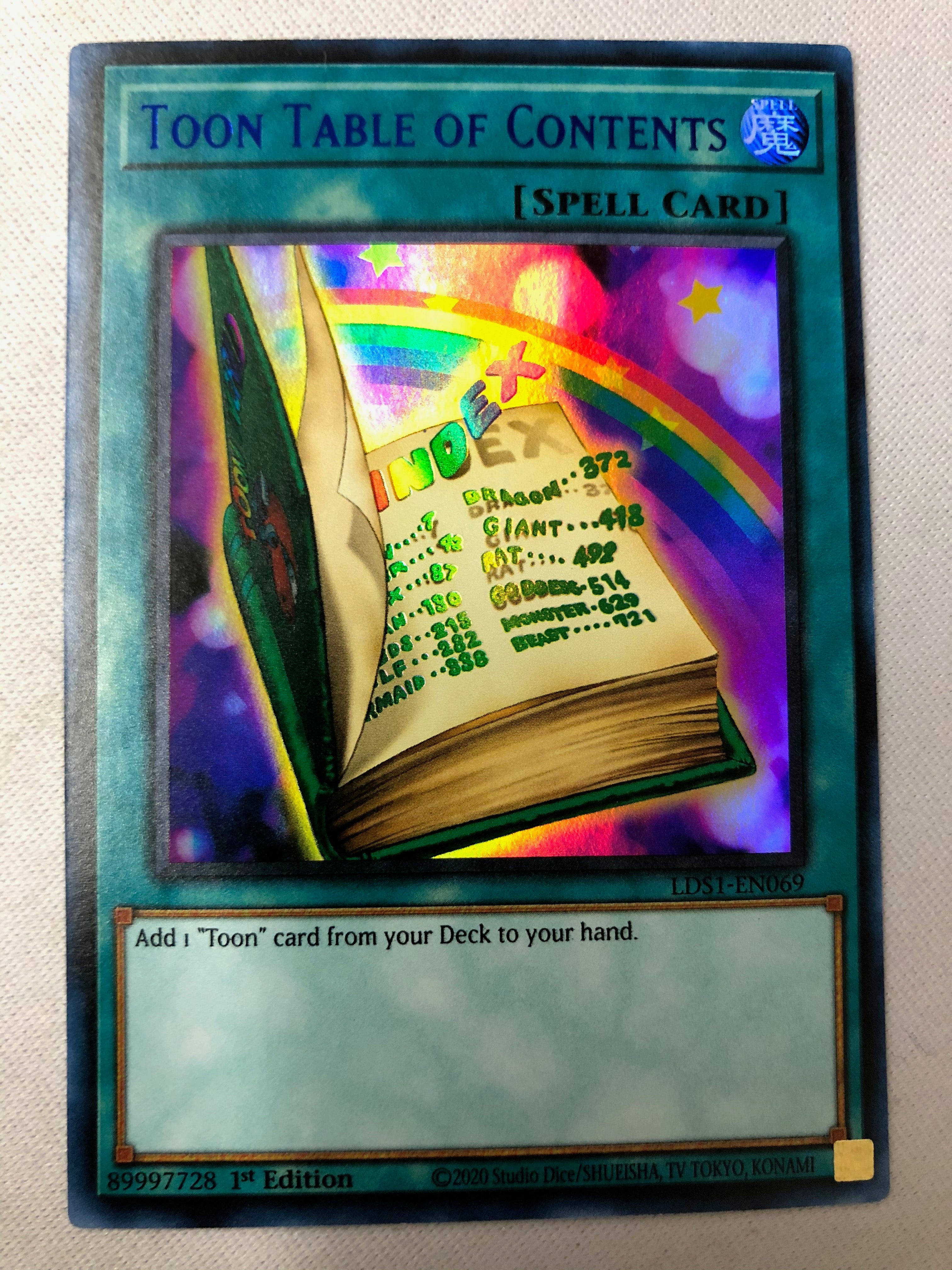 Yugioh Toon Table of Contents (Blue) LDS1-EN069 Legendary Duelists: Se