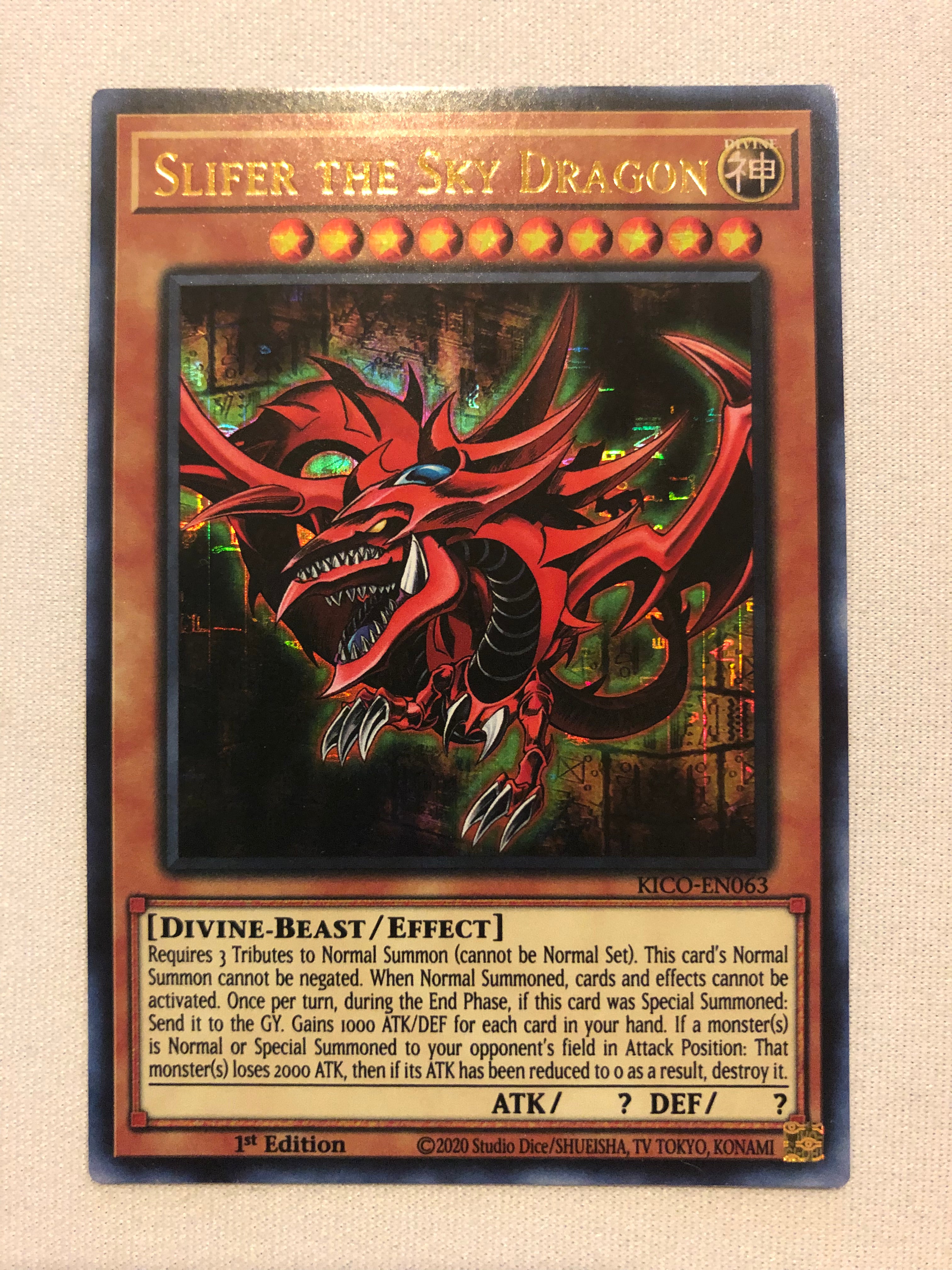 Yugioh Slifer the Sky Dragon KICO-EN063 Ultra Pharoah's Rare 1st Edition  Near Mint