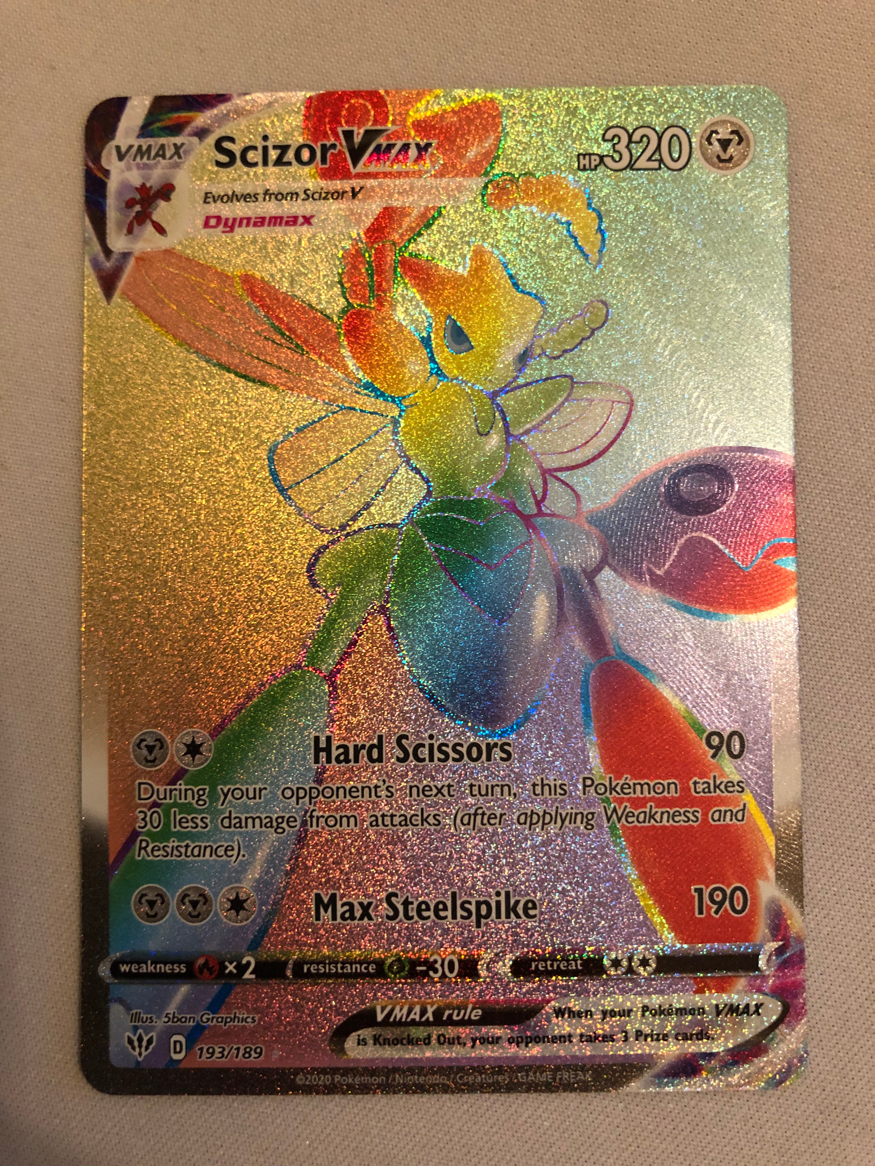 Scizor VMAX 193/189 Hyper Secret Rainbow Rare Holo Pokemon Card Near M