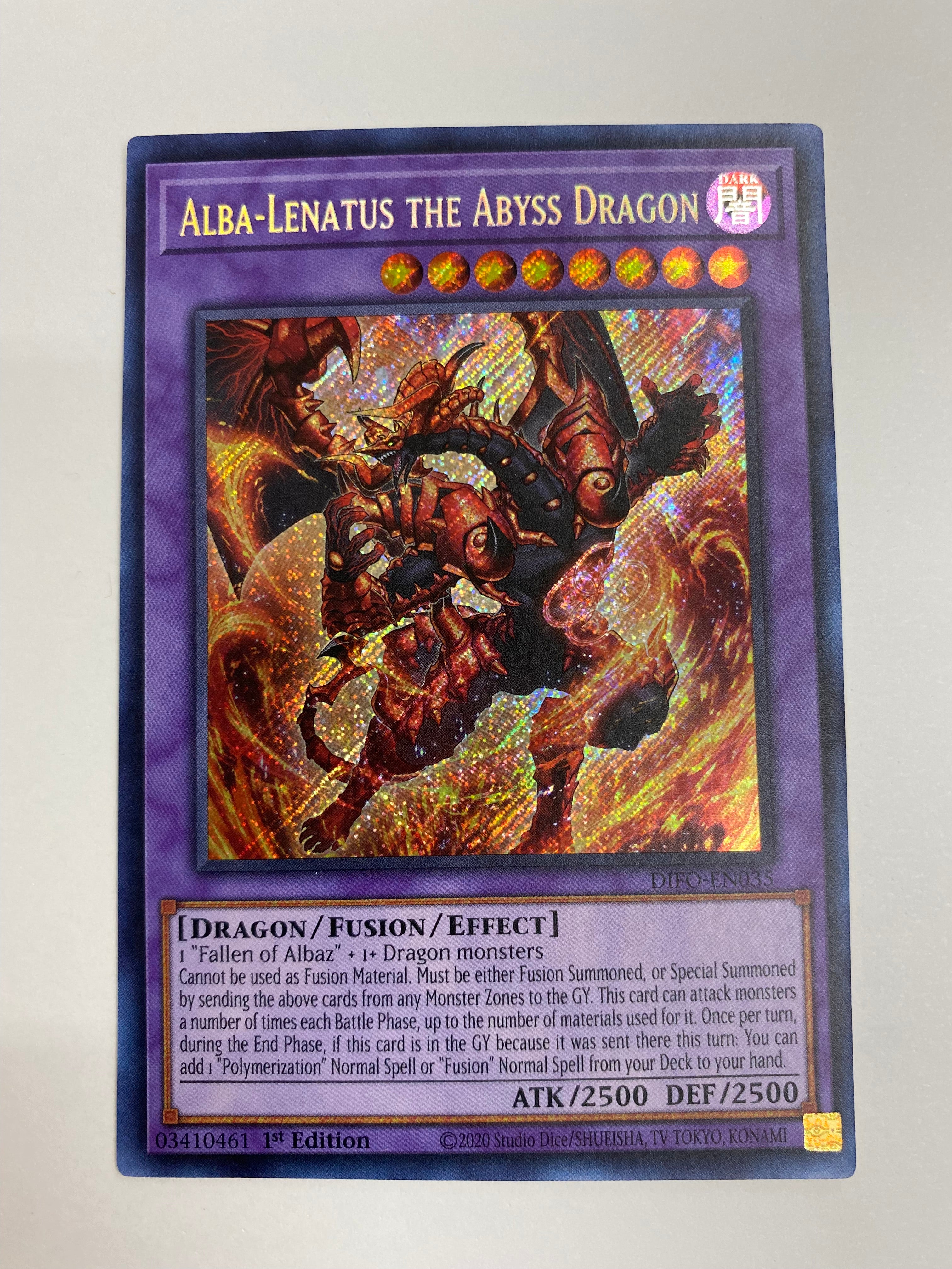 Yugioh Alba-Lenatus the Abyss Dragon DIFO-EN035 Secret Rare 1st Edition NM