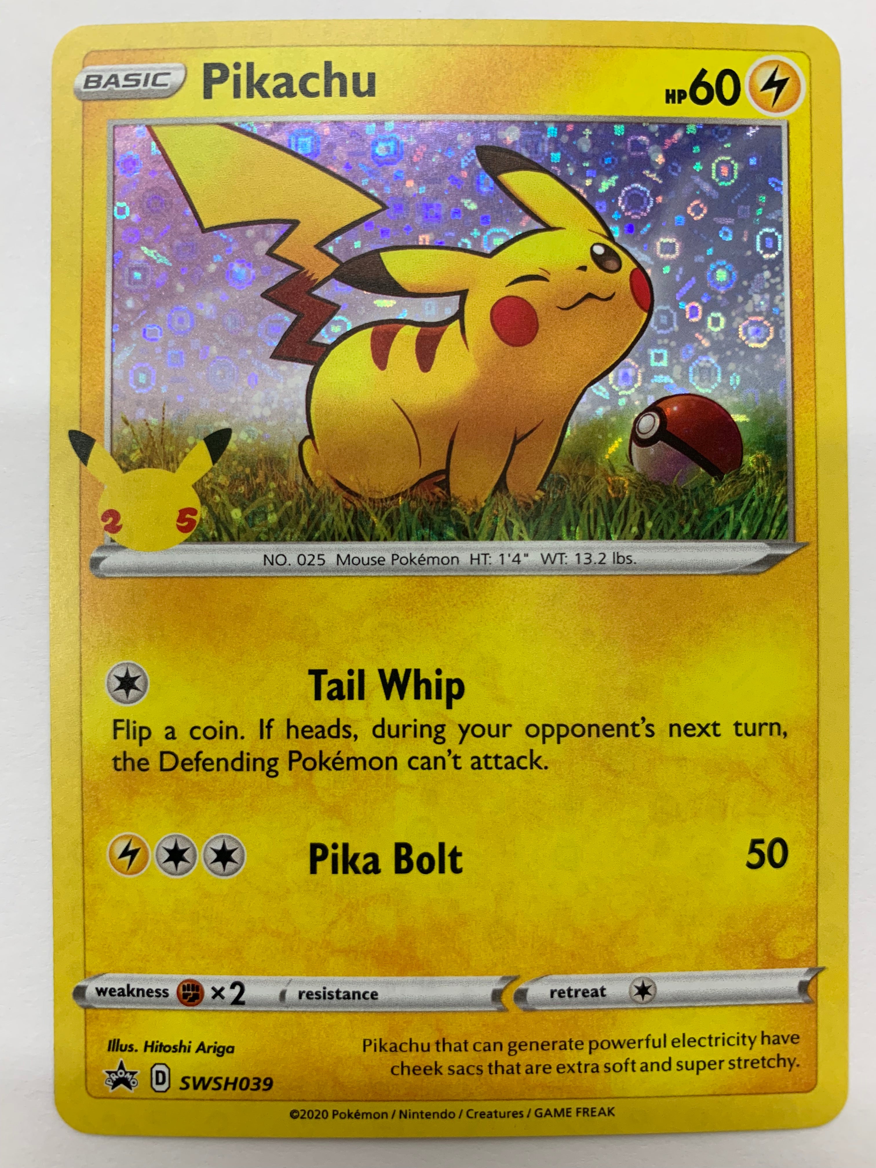 Pikachu SWSH039 Black Star Promo 25th Anniversary Holo Pokemon TCG NM