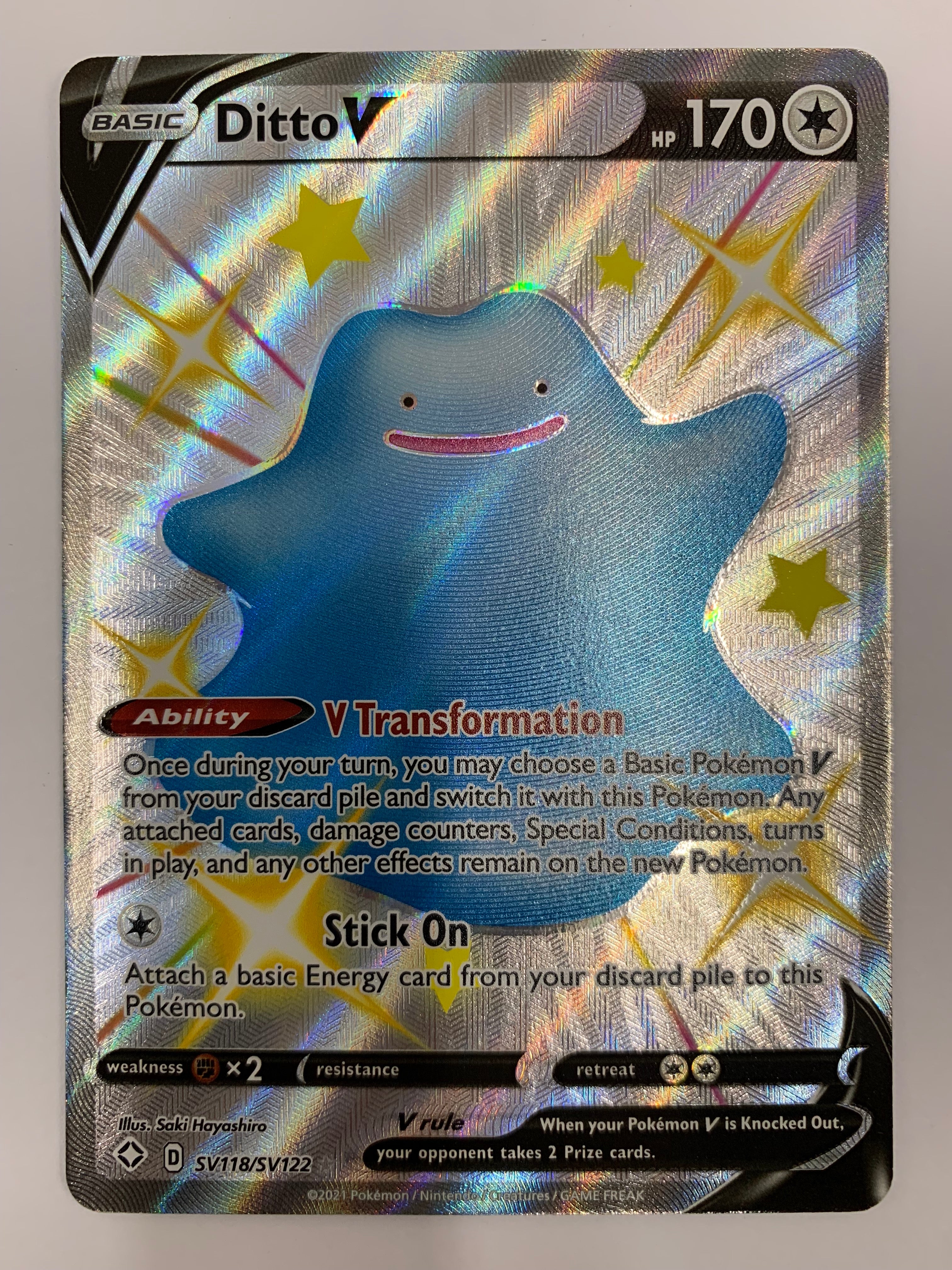 Pokemon Card Shiny Ditto V SV118/SV122 Ultra Rare Shining Fates