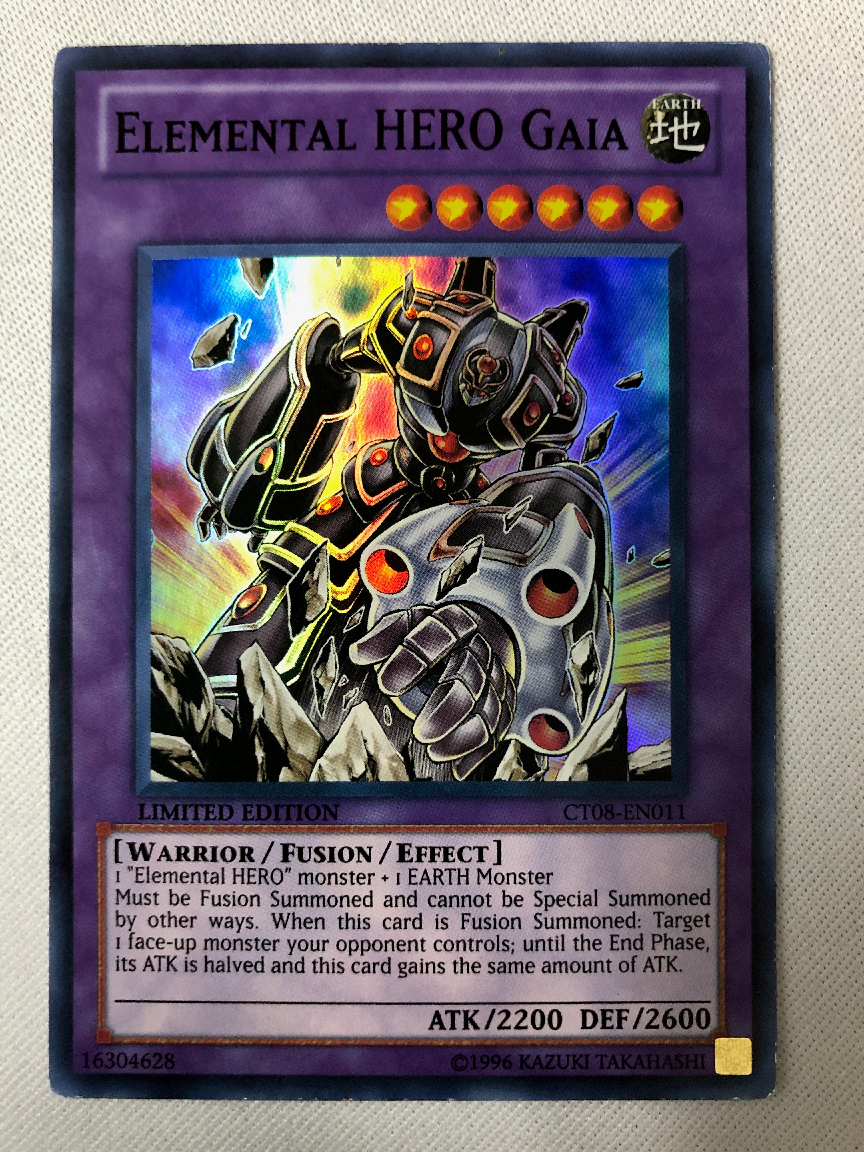 Yugioh Elemental HERO Gaia CT08-EN011 Super Rare Limited Edition Near