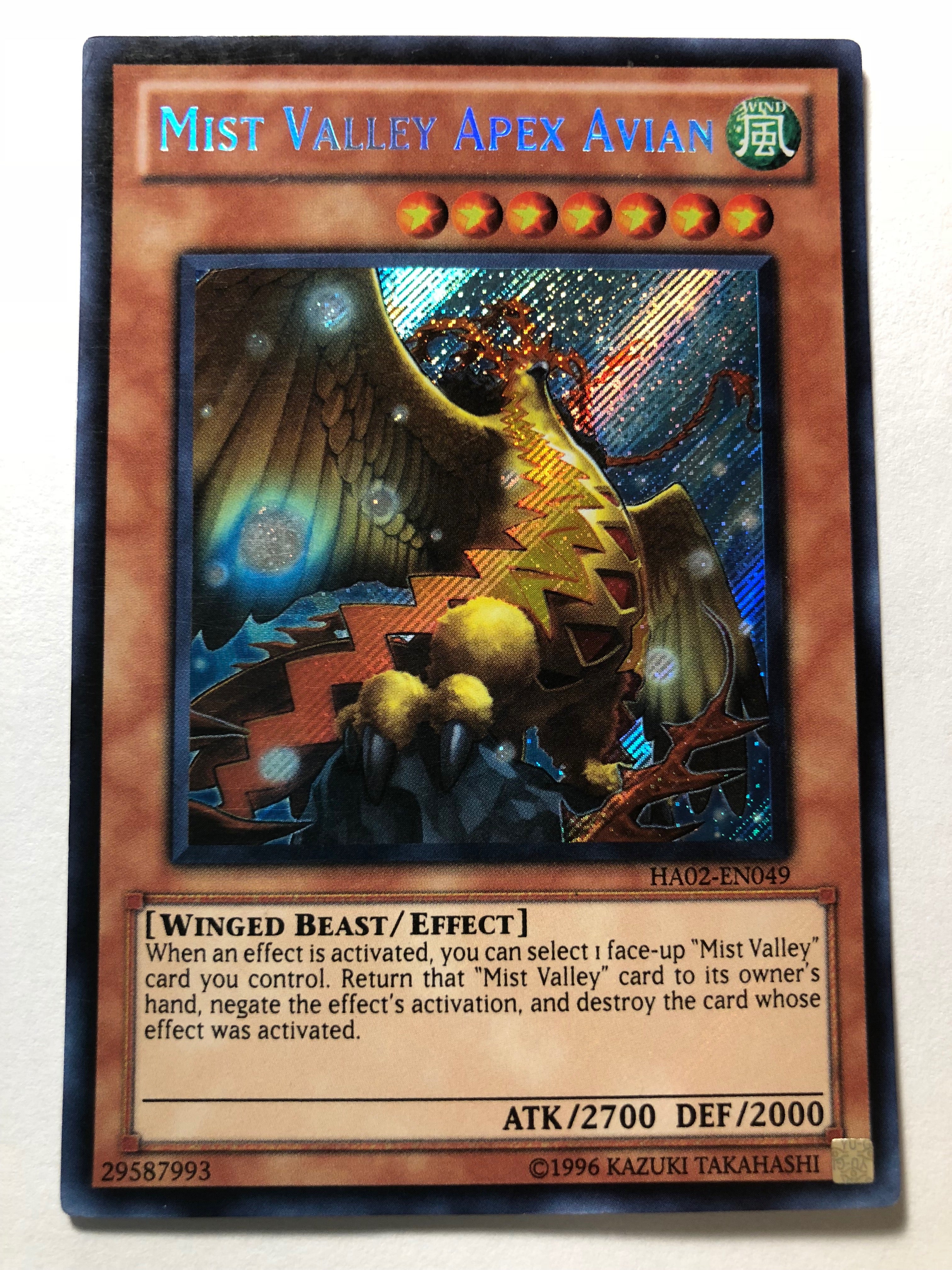 Yugioh Mist Valley Apex Avian HA02-EN049 Secret Rare Unlimited Edition