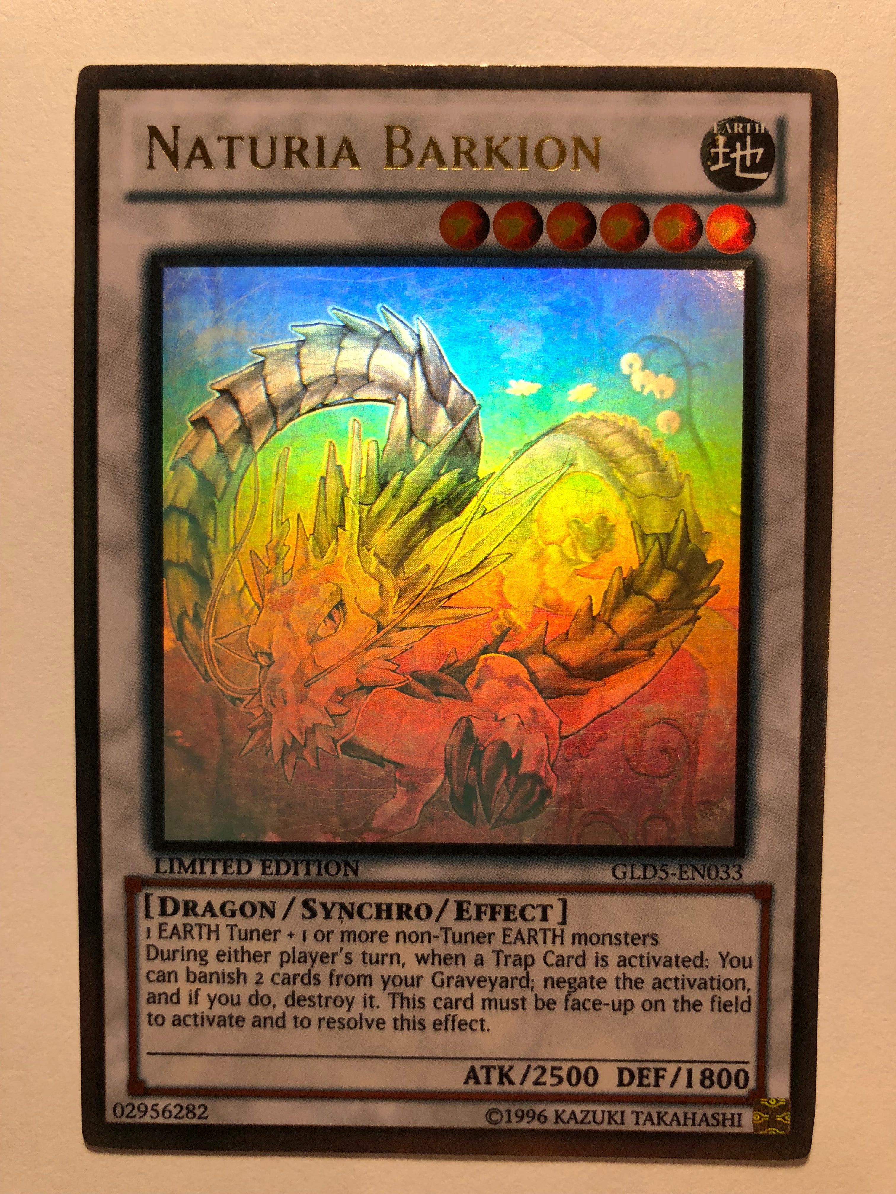 Yugioh Naturia Barkion GLD5-EN033 Limited Edition Gold Ghost Rare Near