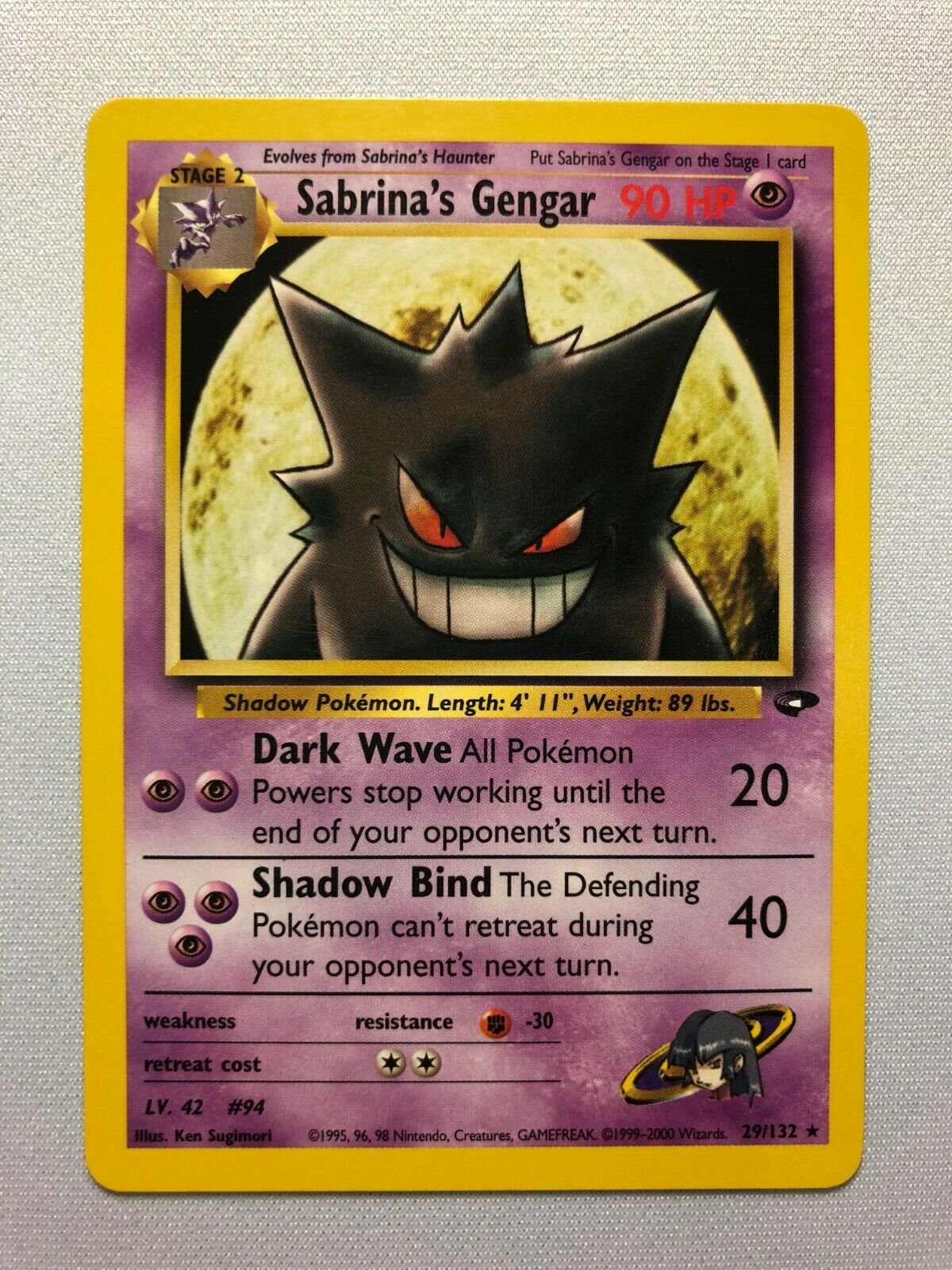 Sabrina's Gengar 29/132 Rare Gym Challenge Pokemon Card Near Mint