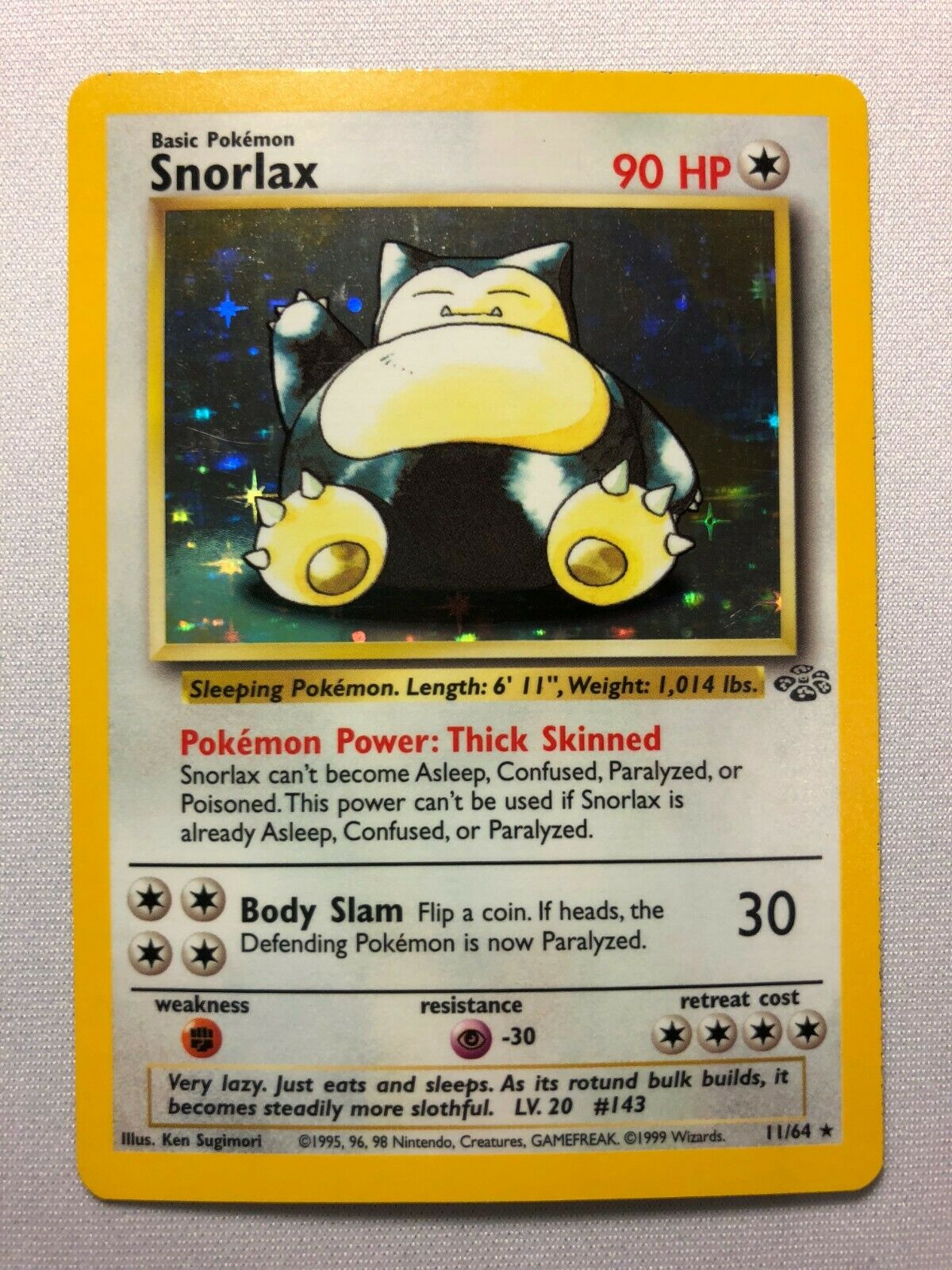 Snorlax 11/64 Holo Rare Jungle Set Holo Rare Pokemon Card Near Mint