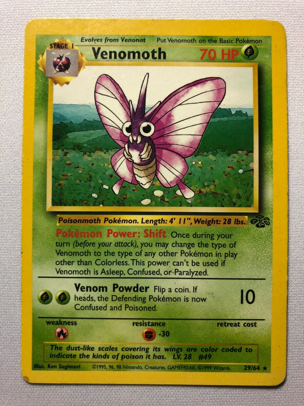 Venomoth 29/64 Jungle Set Non-Holo Rare Pokemon Card Near Mint