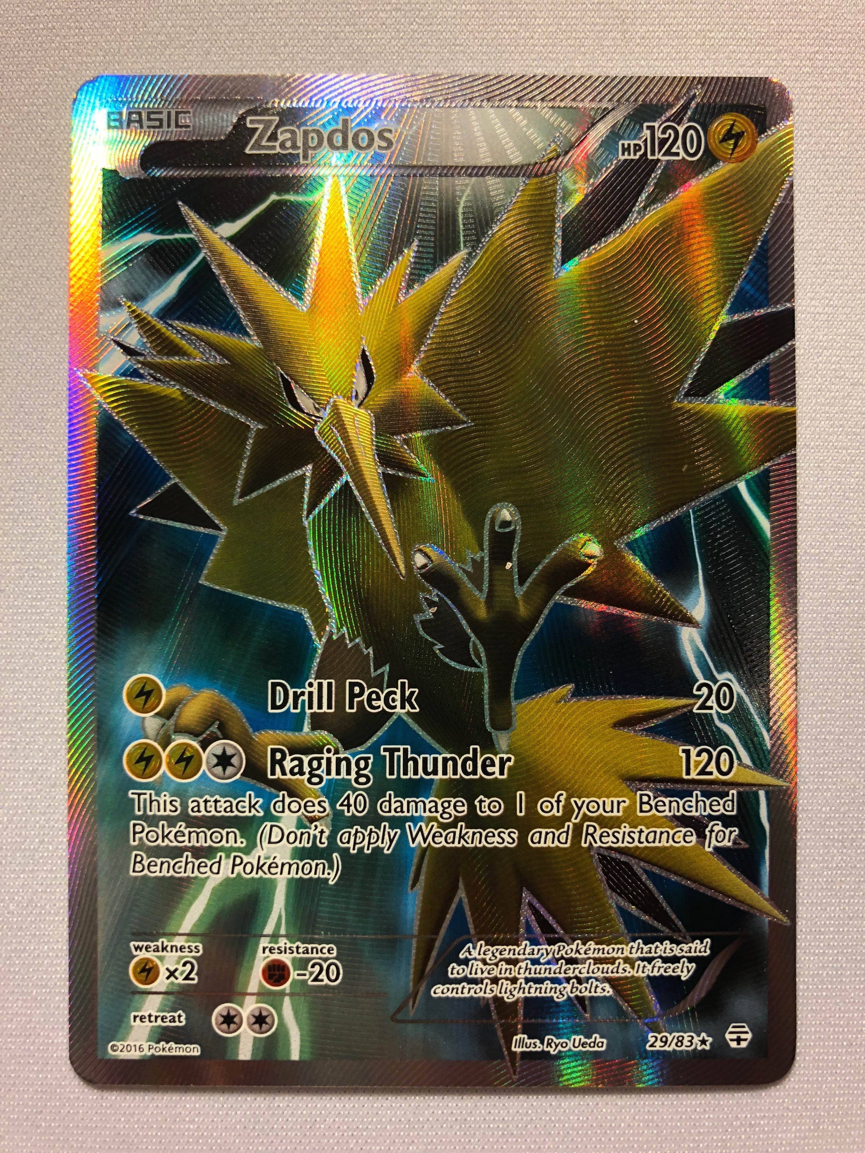 Zapdos GX Full Art Gold Metal Pokemon Card