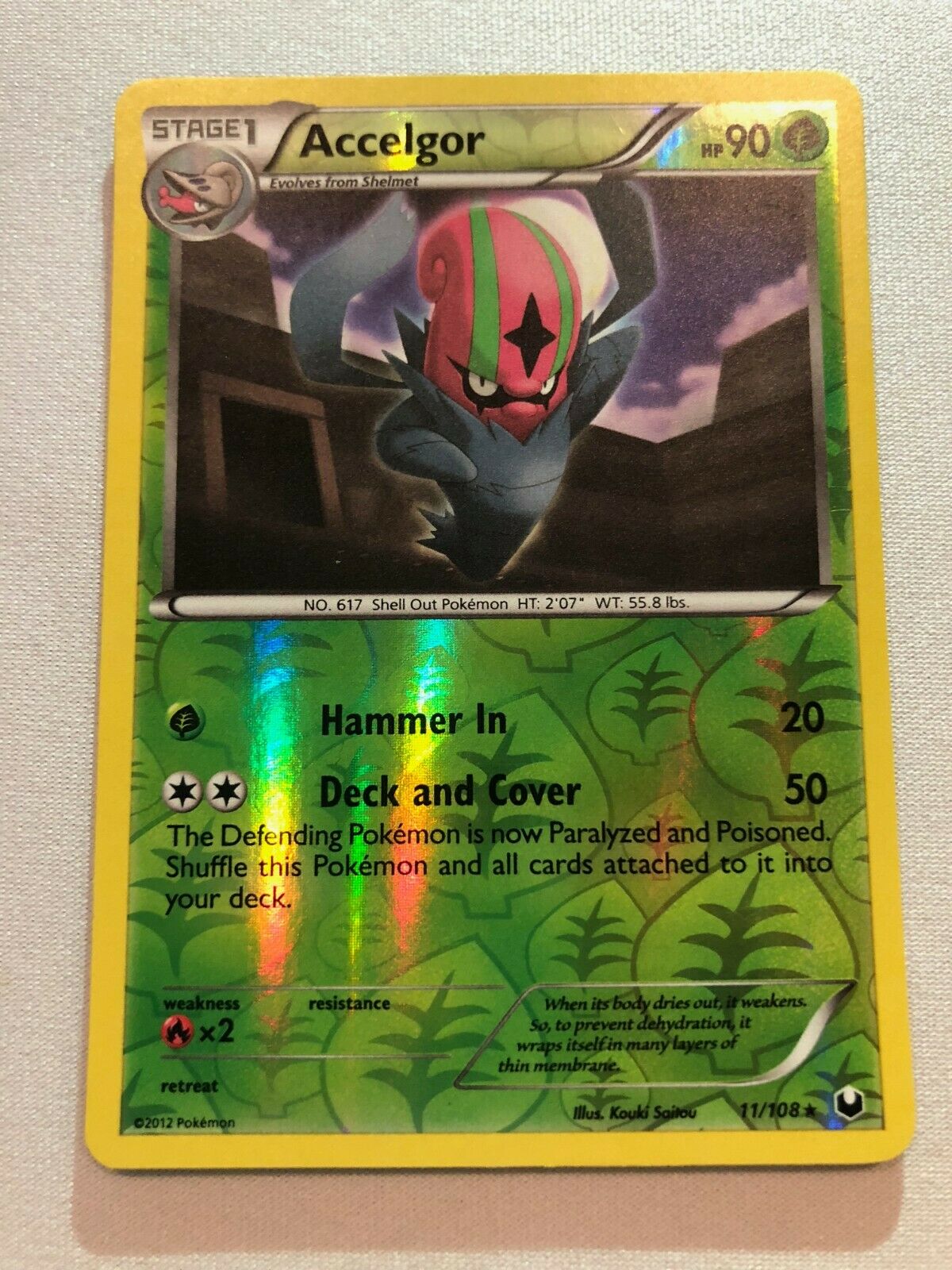 Accelgor 11/108 Reverse Holo Rare Pokemon Card Near Mint