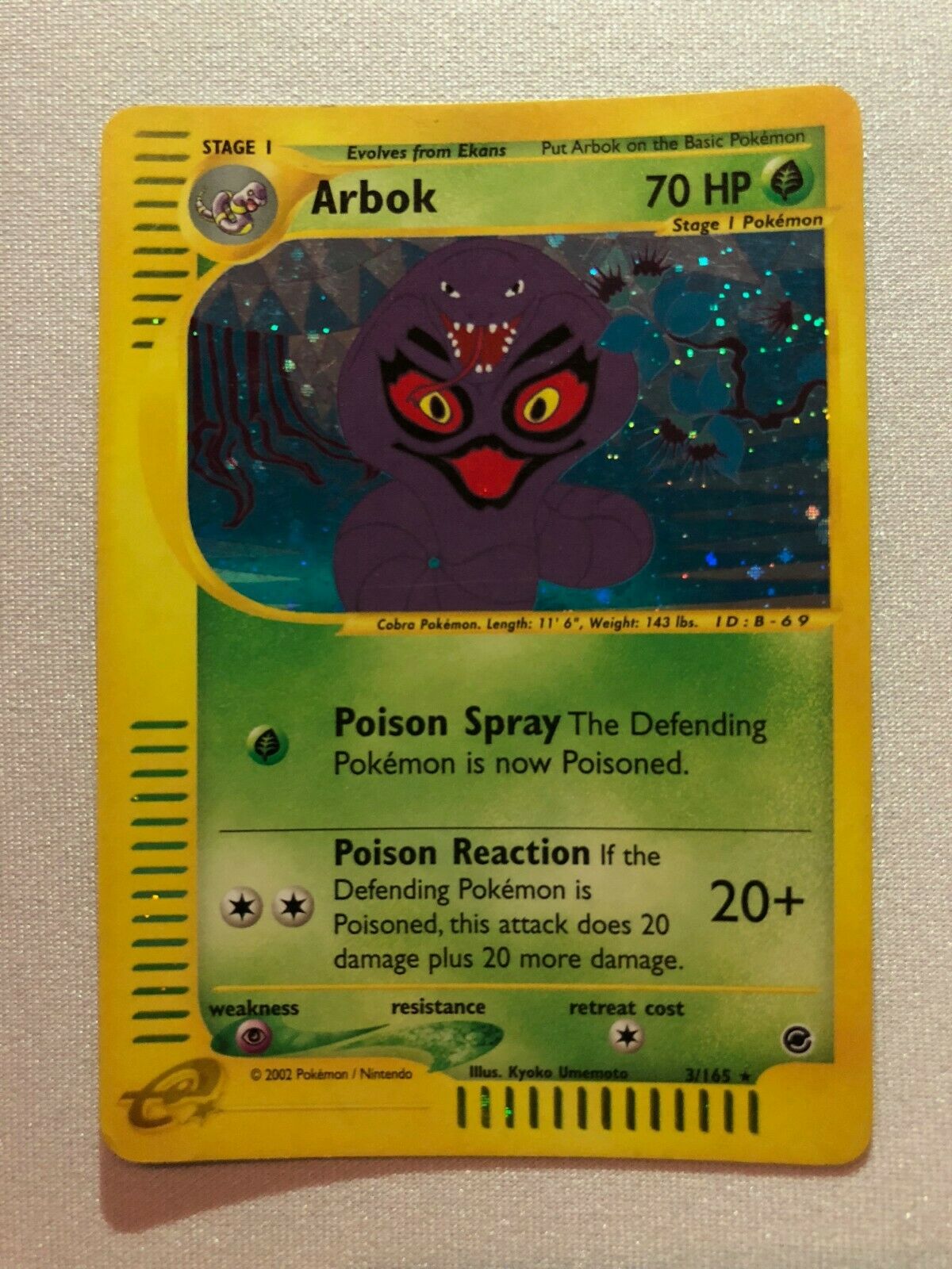 Arbok 3/165 Expedition Holo Rare Pokemon Card Near Mint