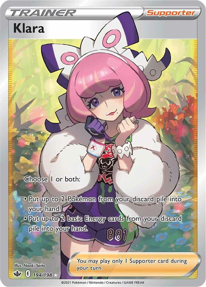 Klara 194/198 Chilling Reign Holo Full Art Pokémon Card Near Mint