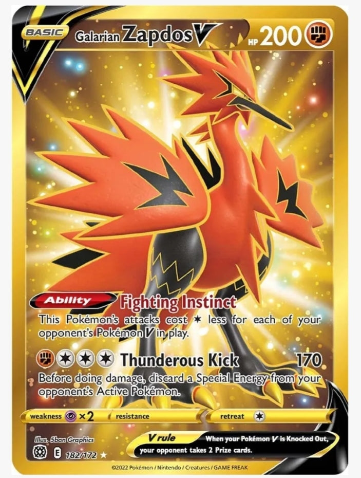 Galarian Zapdos V (Secret) - SWSH09: Brilliant Stars (SWSH09)182/172