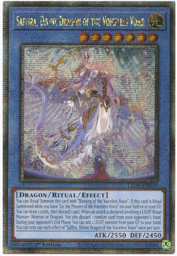 Saffira, Divine Dragon of the Voiceless Voice (Quarter Century Secret Rare) - Legacy of Destruction (LEDE)