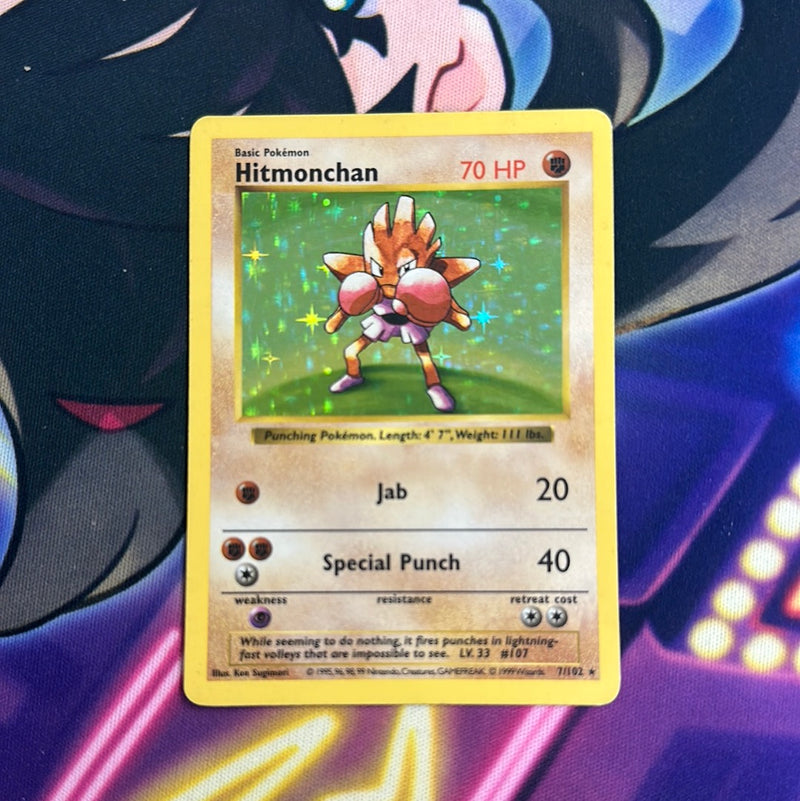 Hitmonchan 7/102 Holo Base Set Shadowless Pokemon Card