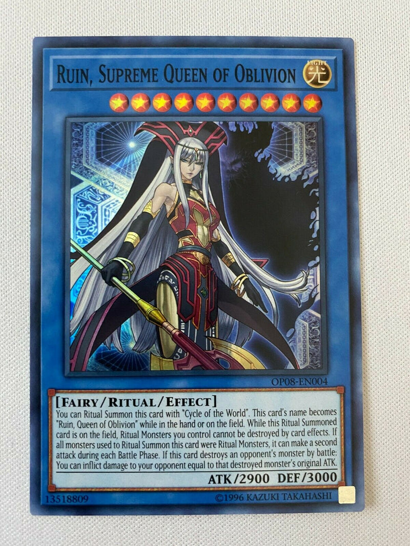 Yugioh Ruin, Supreme Queen of Oblivion OP08-EN004 Undition Super Rare Near Mint