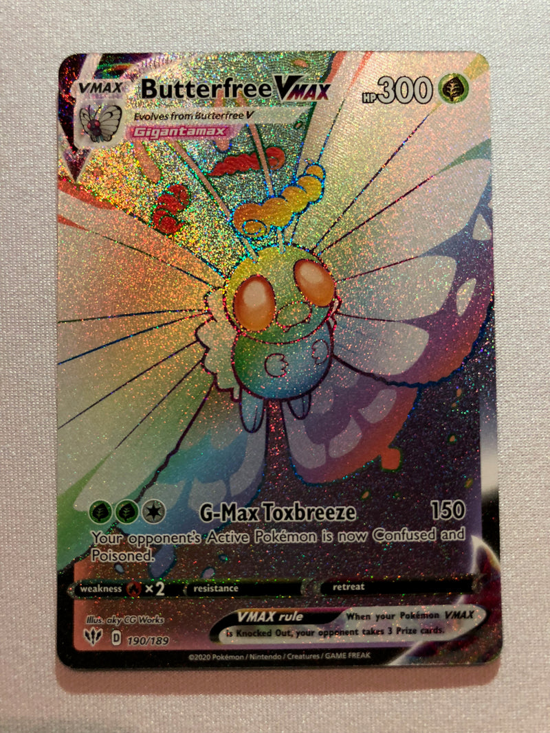 Butterfree VMAX 190/189 Full Art Rainbow Rare Pokemon Card Near Mint