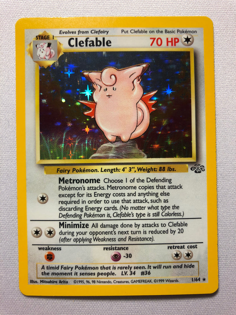 clefable 1/64 Jungle Set Holo Rare Pokemon Card Near Mint