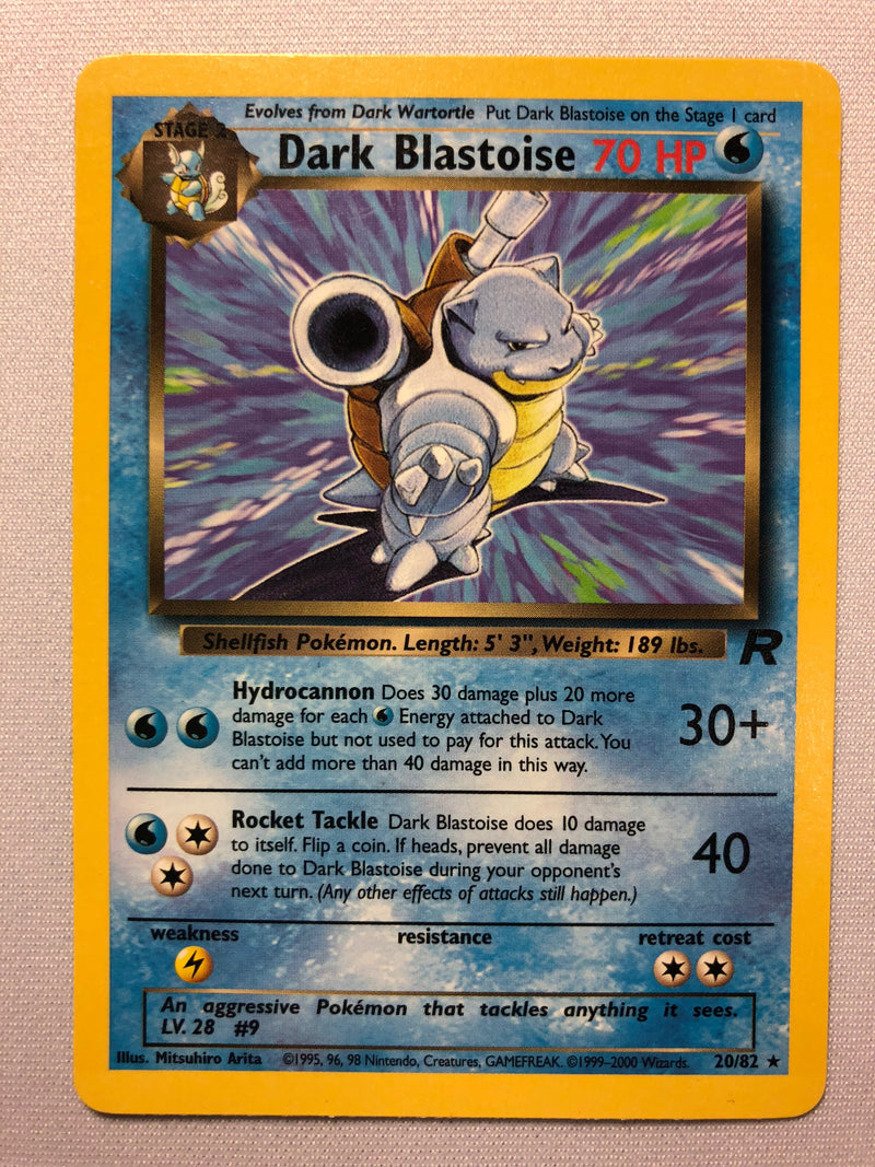 Dark Blastoise 20/82 Team Rocket Rare Non-Holo Rare Pokemon Card Near Mint