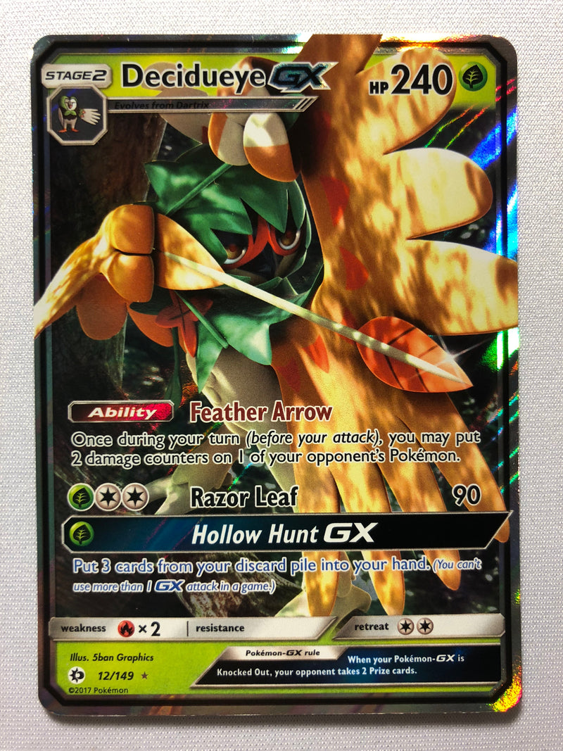 Decidueye GX 12/149 Ultra Rare Sun & Moon Base Set Pokemon Card Near Mint