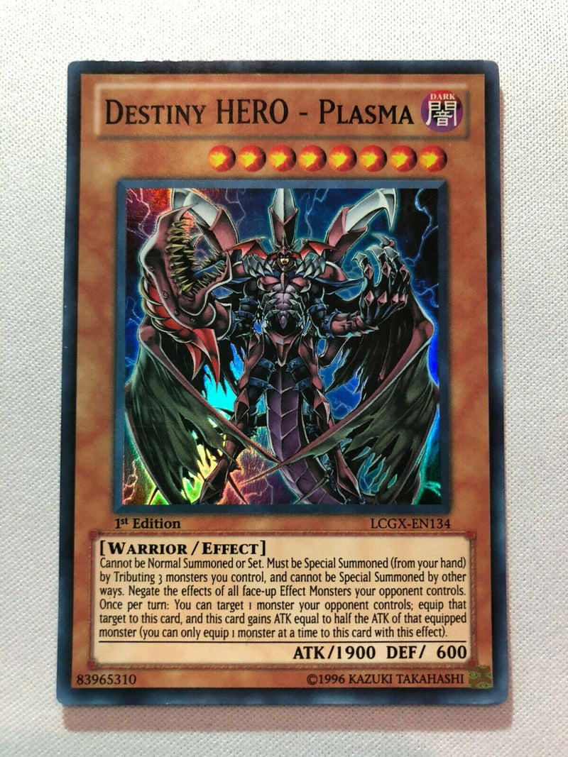 Yugioh Destiny Hero - Plasma LCGX-EN134 Super Rare 1st Edition Near Mint