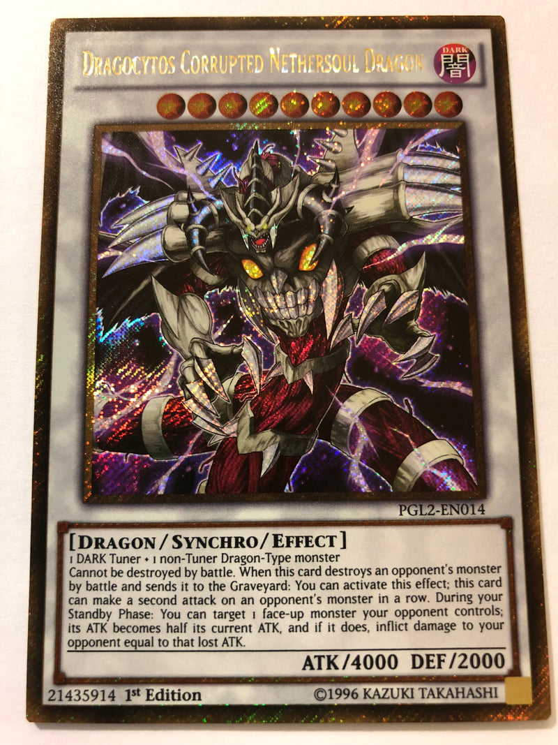 Yugioh Dragocytos Corrupted Nethersoul Dragon PGL2-EN014 1st Edition Gold Secret Rare NM