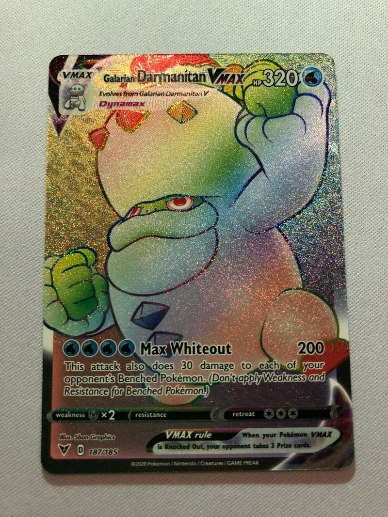 Galarian Darmanitan VMAX 187/185 Holo Secret Rare Pokemon Card Near Mint