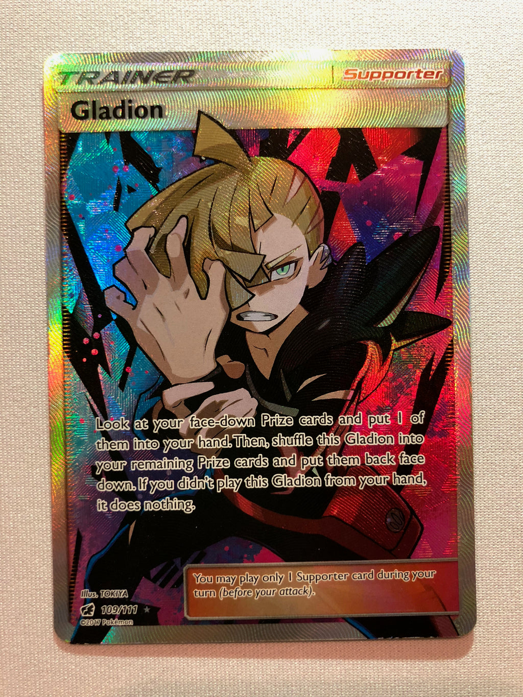 Gladion 109/111 Crimson Invasion Full Art Pokemon Card Near Mint