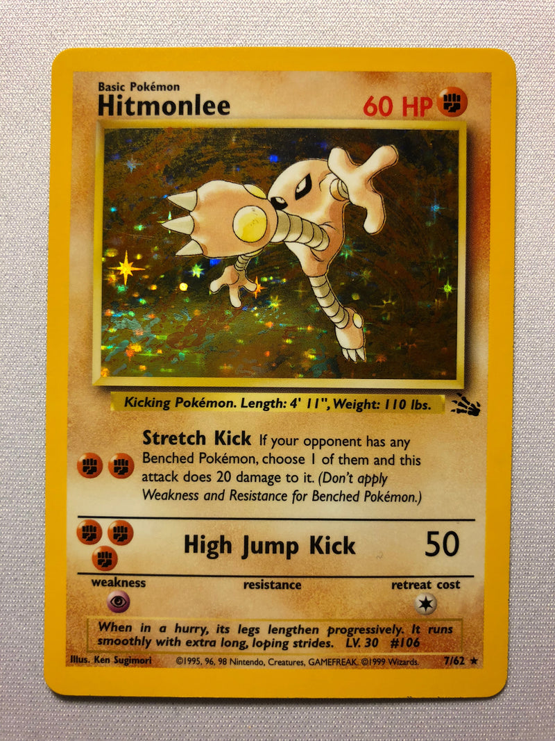 Hitmonlee 7/62 Fossil Set Holo Rare Pokemon Card Near Mint