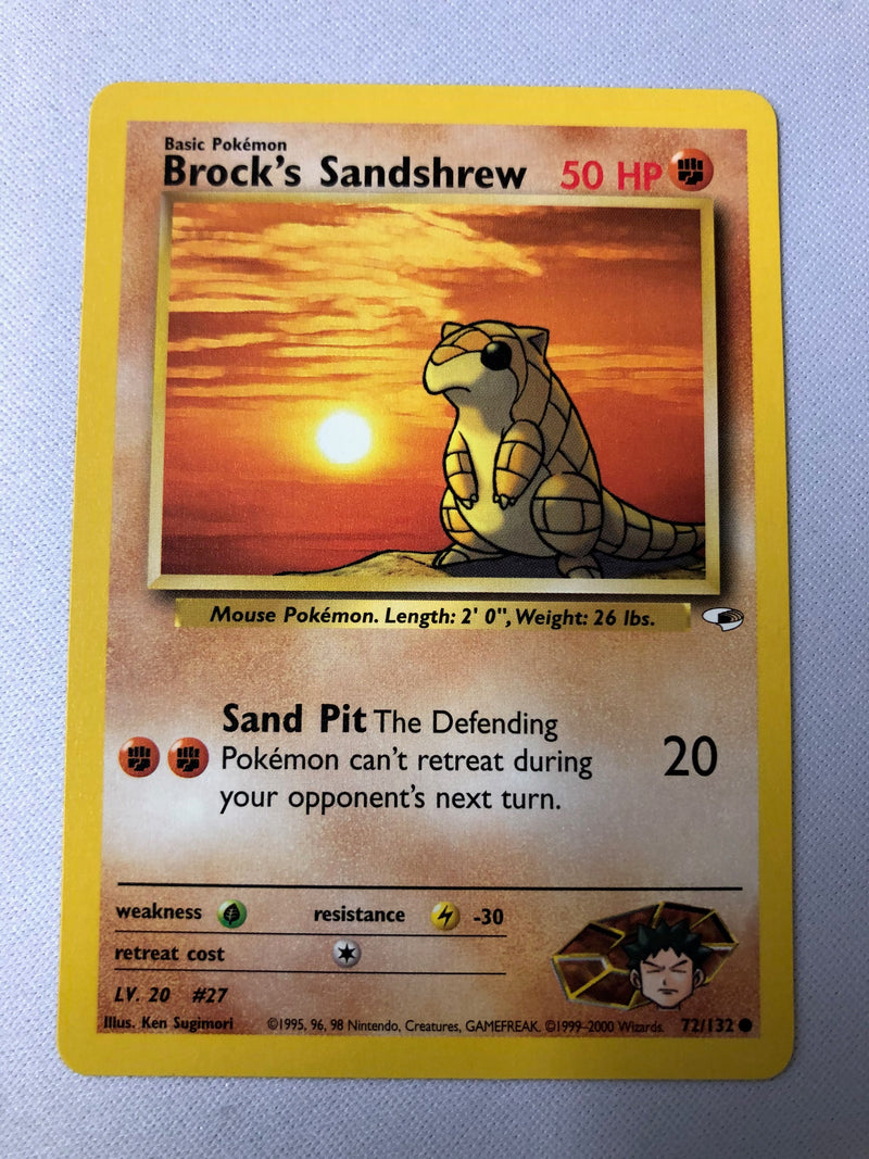 Brock's Sandshrew 72/132 Gym Heroes Common Pokemon Card NM