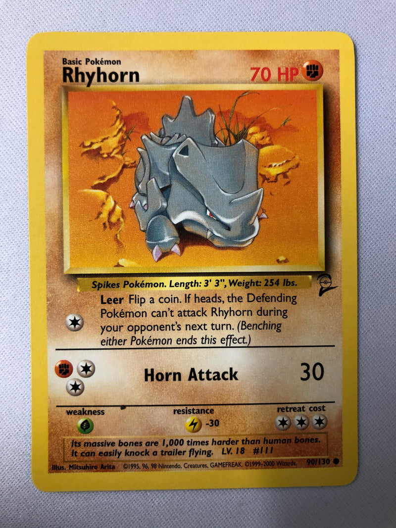 Rhyhorn 90/130 Base Set 2 Common Pokemon Card NM