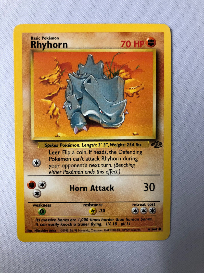 Rhyhorn 61/64 Jungle Common Pokemon Card Near Mint