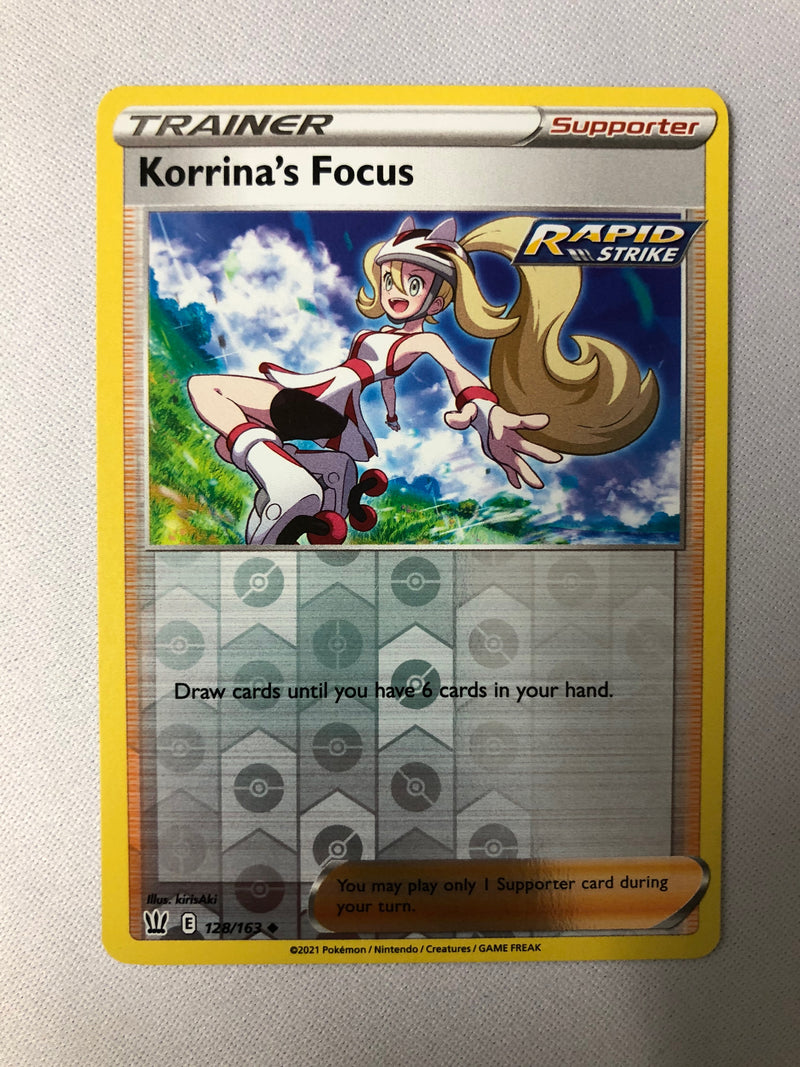 Korrina’s Focus 128/163 Battle Styles Reverse Holo Pokemon Card MINT