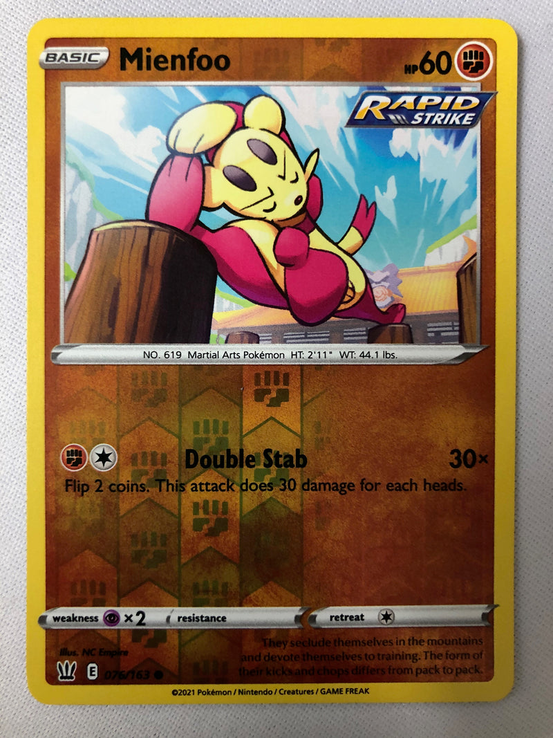 Mienfoo 076/163 Battle Styles Reverse Holo Pokemon Card MINT