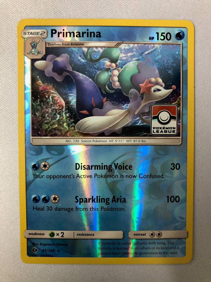 Primarina 41/149 Pokemon League Reverse Holo Rare Pokemon Card NM