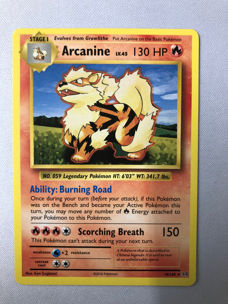 Arcanine 18/108 XY Evolutions Non Holo Rare Pokemon Card NM