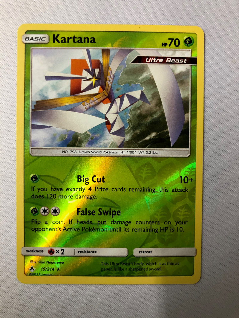 Kartana 9/214 Unbroken Bonds Reverse Holo Rare Pokemon Card NM