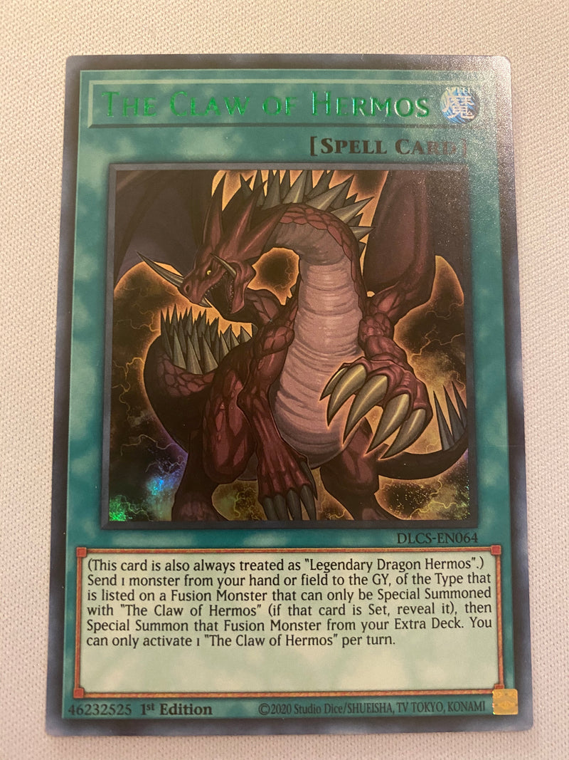 Yugioh The Claw of Hermos Green DLCS-EN064 1st Edition Ultra Rare Near Mint