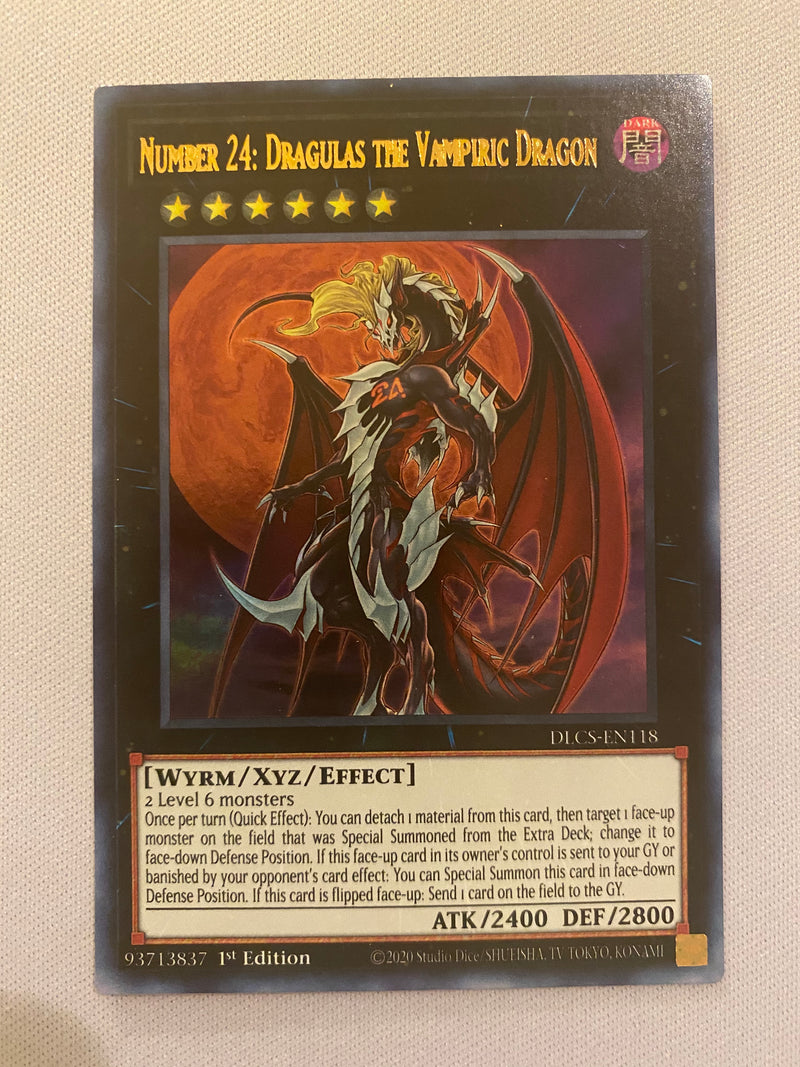 Yugioh Number 24: Dragulas the Vampiric Dragon DLCS-EN118 1st Edition Ultra Rare NM