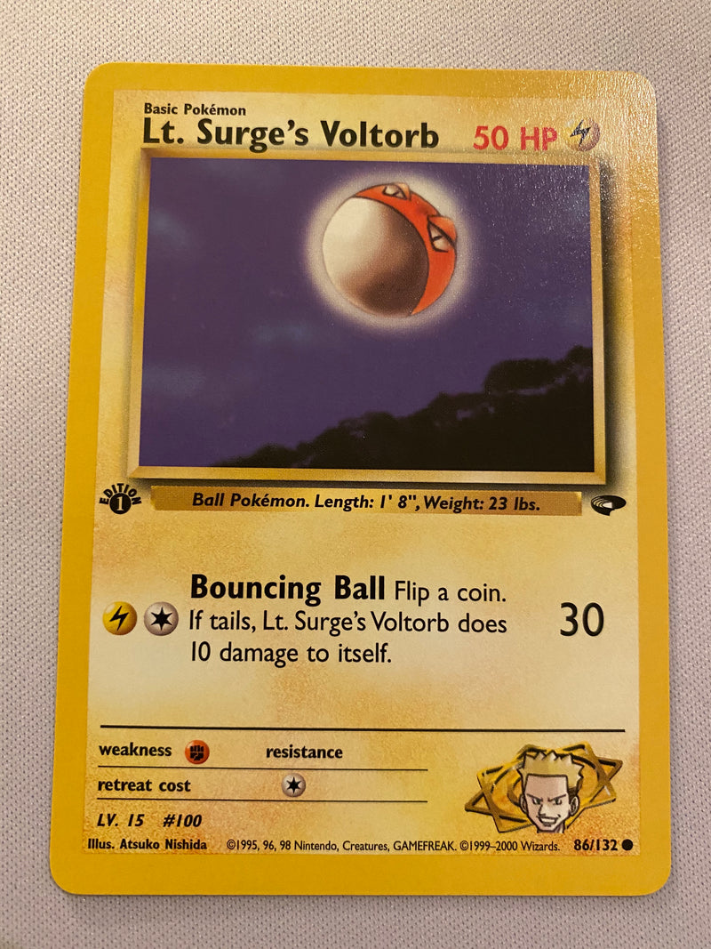 Lt. Surge’s Voltorb 86/132 1st Edition Pokemon Card Near Mint