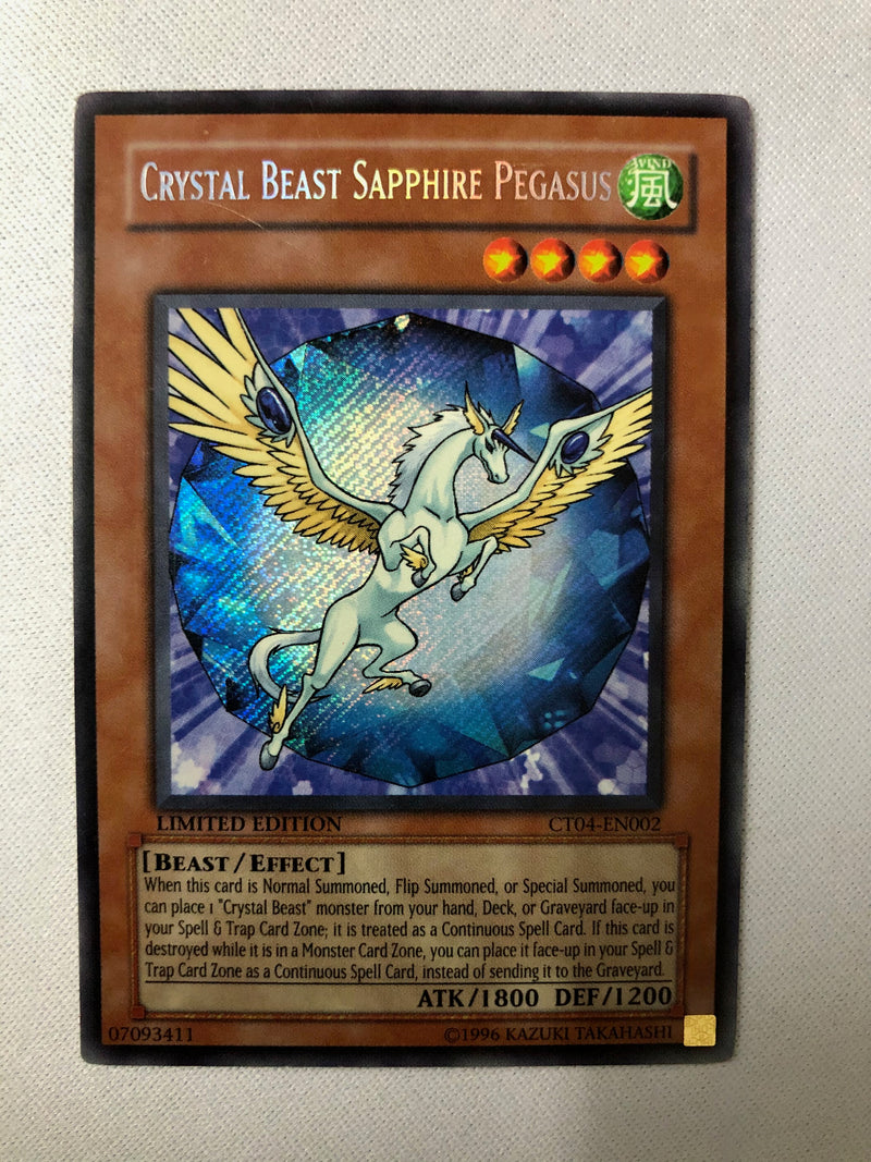 Yugioh Crystal Beast Sapphire Pegasus CT04-EN002 Secret Limited Edition NM/EX