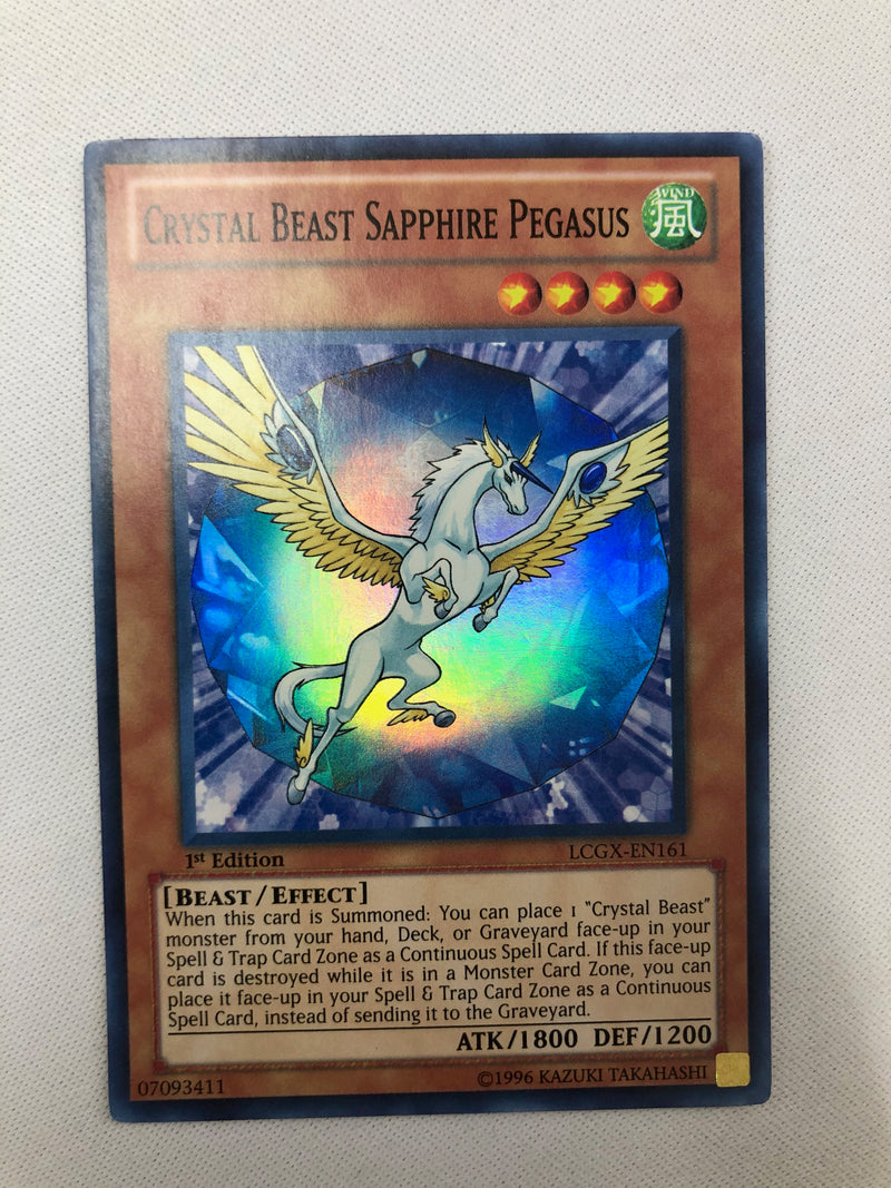 Yugioh Crystal Beast Sapphire Pegasus LCGX-EN161 Super Rare 1st Edition NM